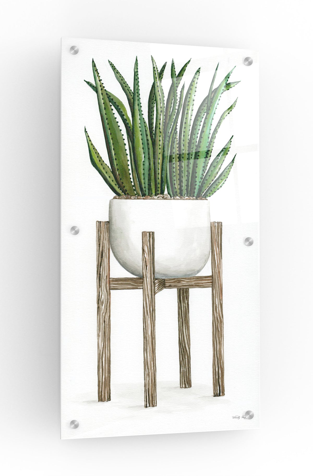 Epic Art 'White Pots on Stands II' by Cindy Jacobs, Acrylic Glass Wall Art