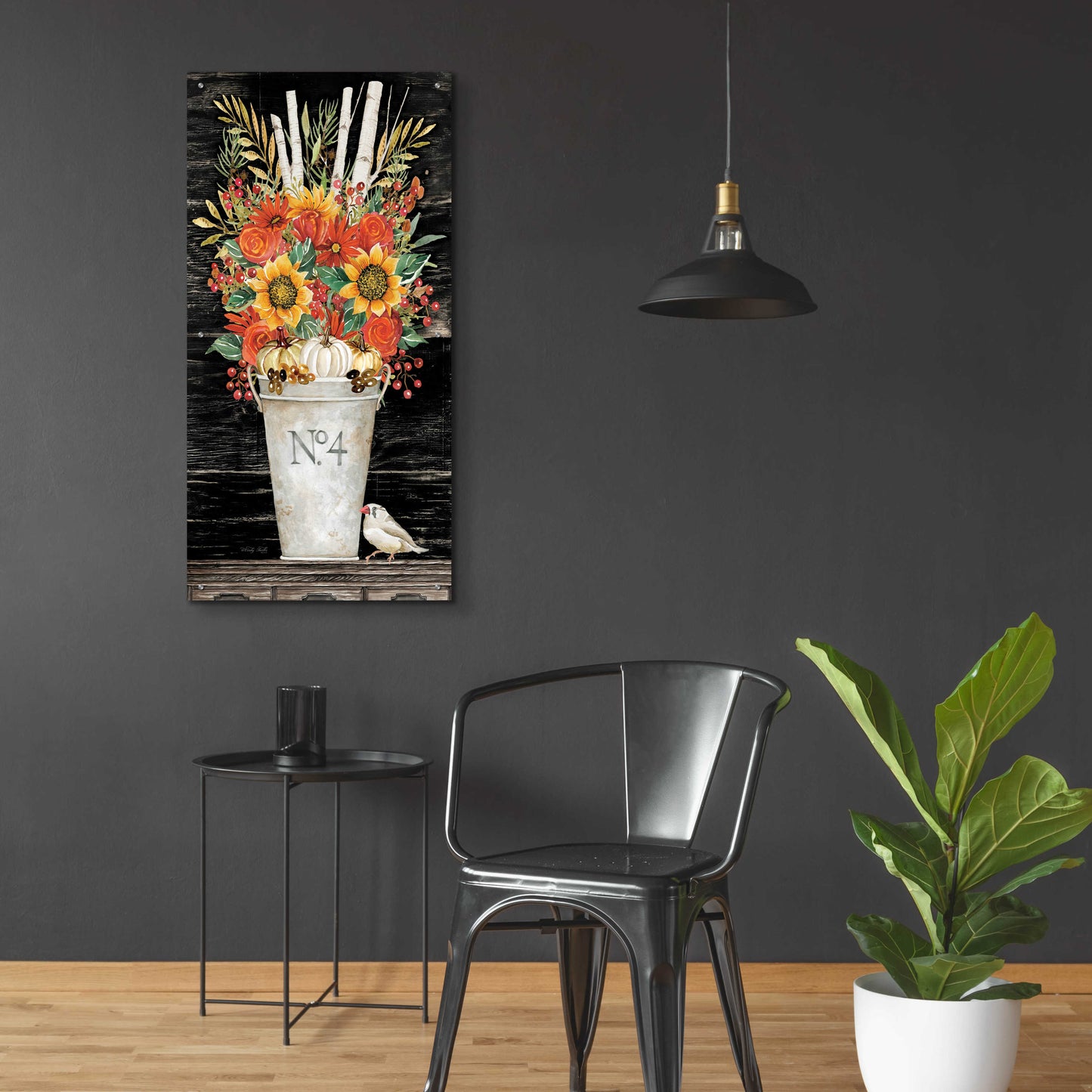 Epic Art 'No. 4 Fall Flowers and Birch 2' by Cindy Jacobs, Acrylic Glass Wall Art,24x48