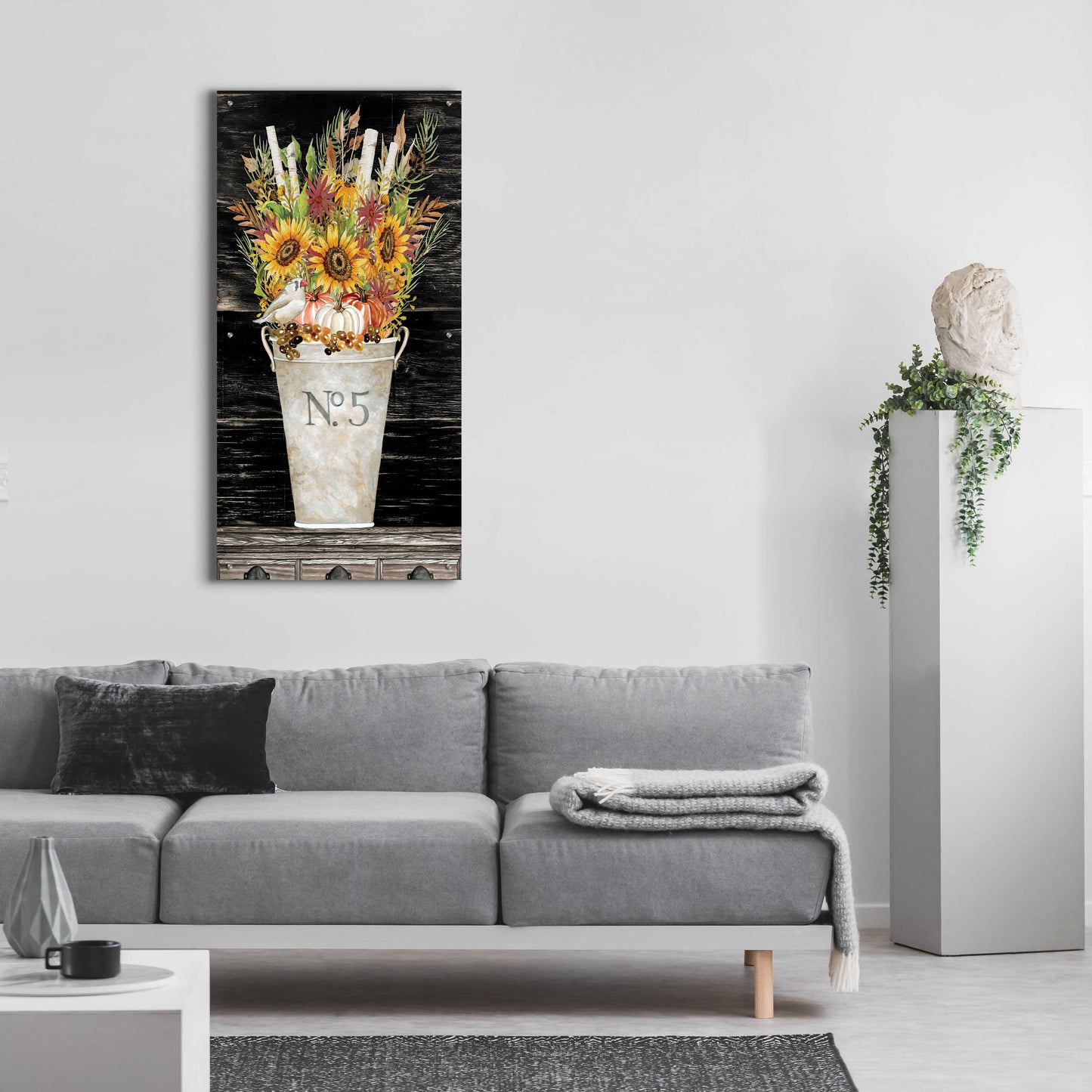 Epic Art 'No. 5 Fall Flowers and Birch 1' by Cindy Jacobs, Acrylic Glass Wall Art,24x48