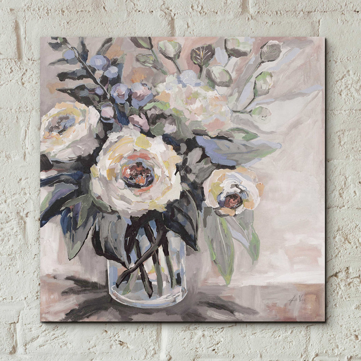 Epic Art 'Delighted Greige' by Jeanette Vertentes, Acrylic Glass Wall Art,12x12