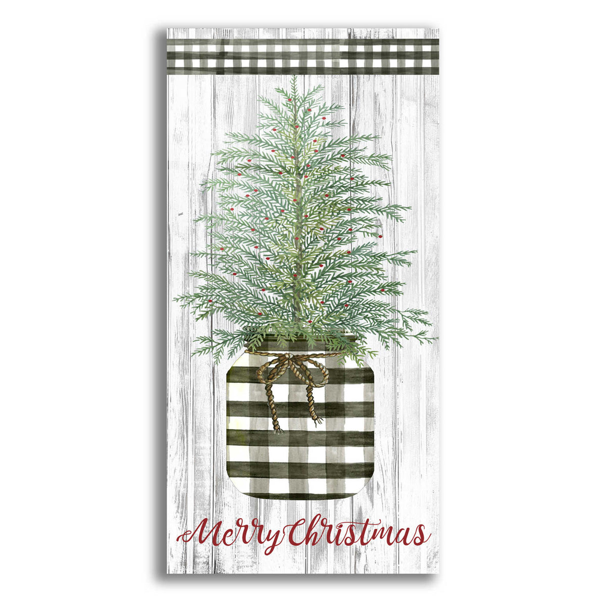 Epic Art 'Merry Christmas Buffalo Plaid Jar & Tree' by Cindy Jacobs, Acrylic Glass Wall Art