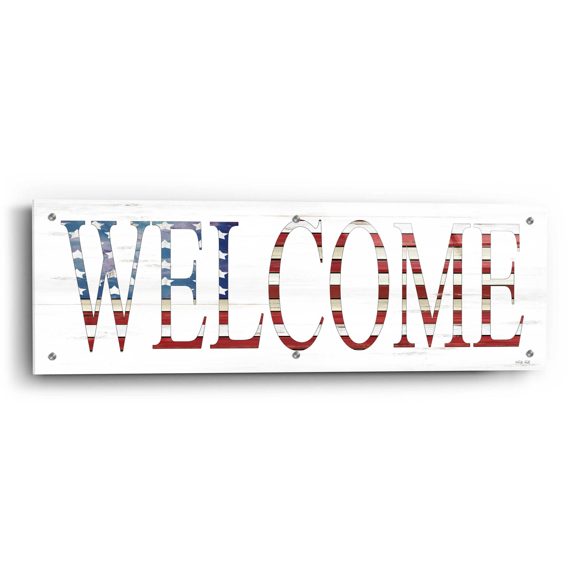 Epic Art 'Patriotic Welcome' by Cindy Jacobs, Acrylic Glass Wall Art,36x12
