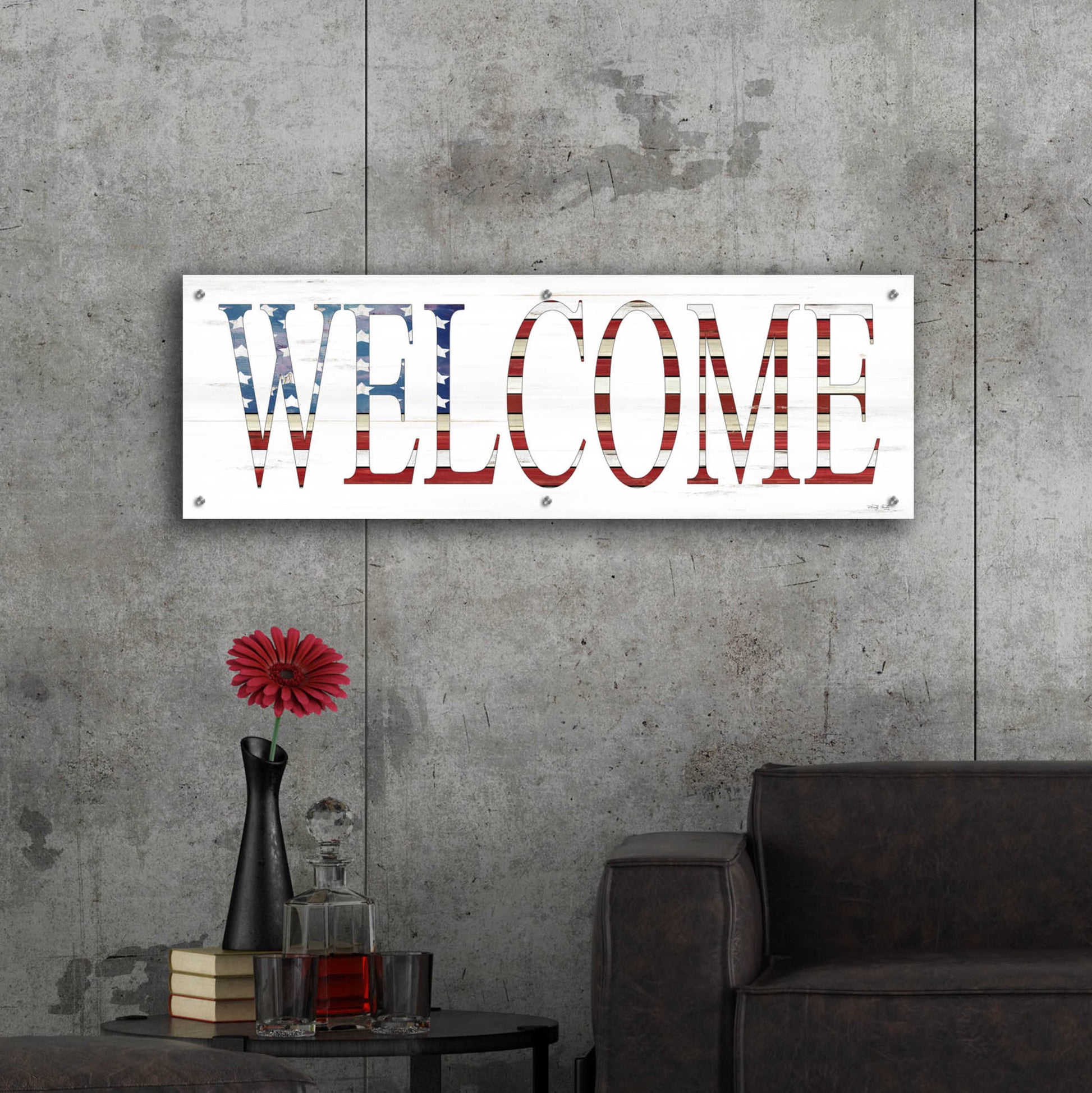 Epic Art 'Patriotic Welcome' by Cindy Jacobs, Acrylic Glass Wall Art,48x16