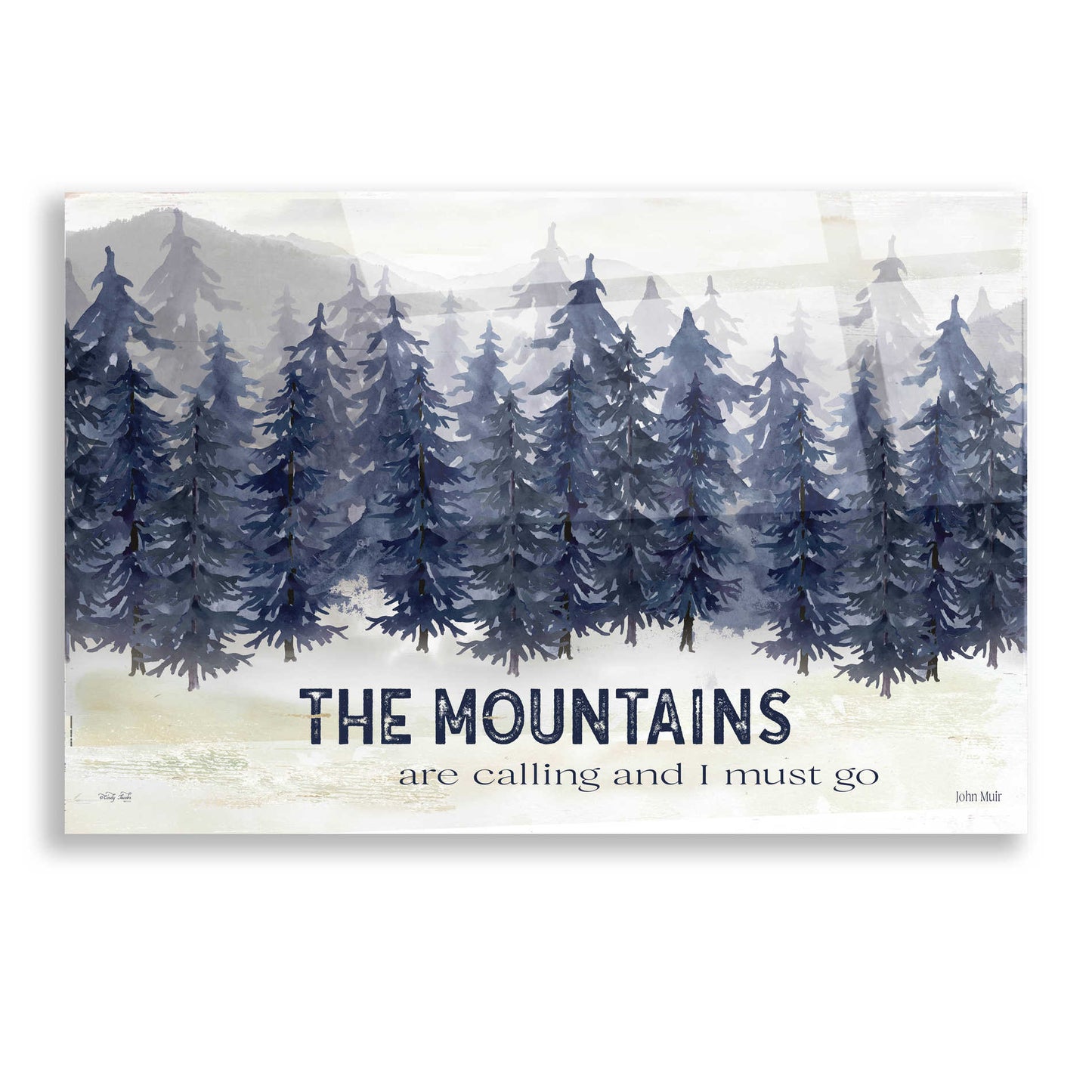 Epic Art 'Navy Trees The Mountains' by Cindy Jacobs, Acrylic Glass Wall Art