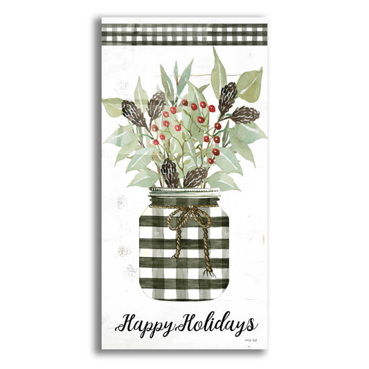 Epic Art 'Happy Holidays Gingham Jar' by Cindy Jacobs, Acrylic Glass Wall Art