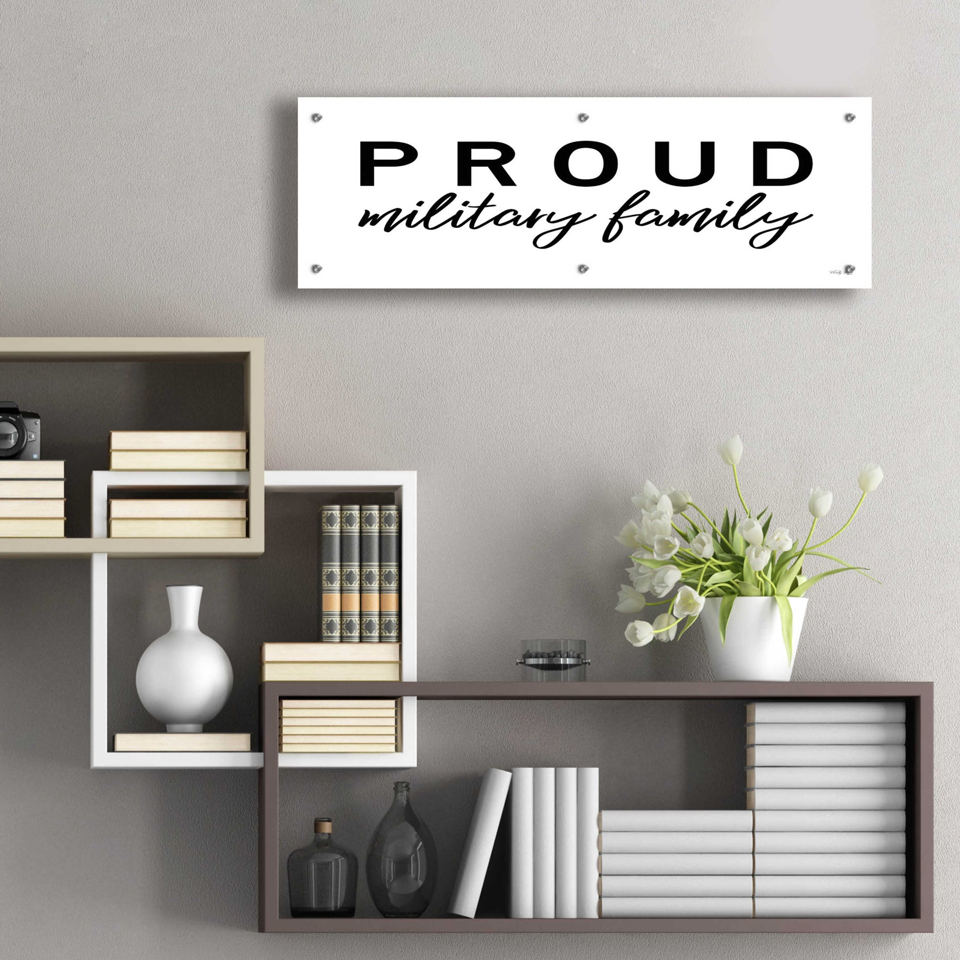 Epic Art 'Proud Military Family' by Cindy Jacobs, Acrylic Glass Wall Art,36x12