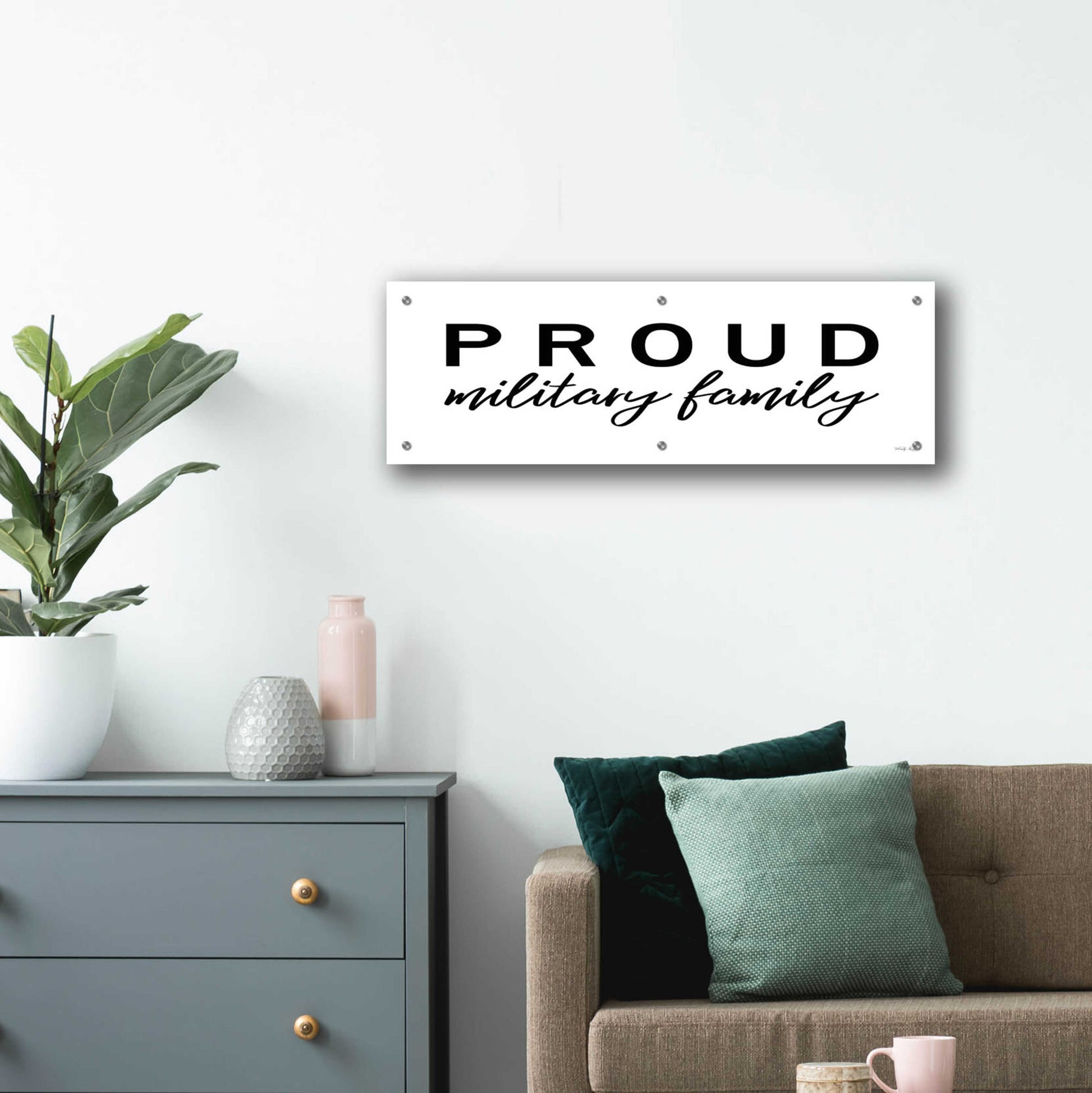 Epic Art 'Proud Military Family' by Cindy Jacobs, Acrylic Glass Wall Art,36x12