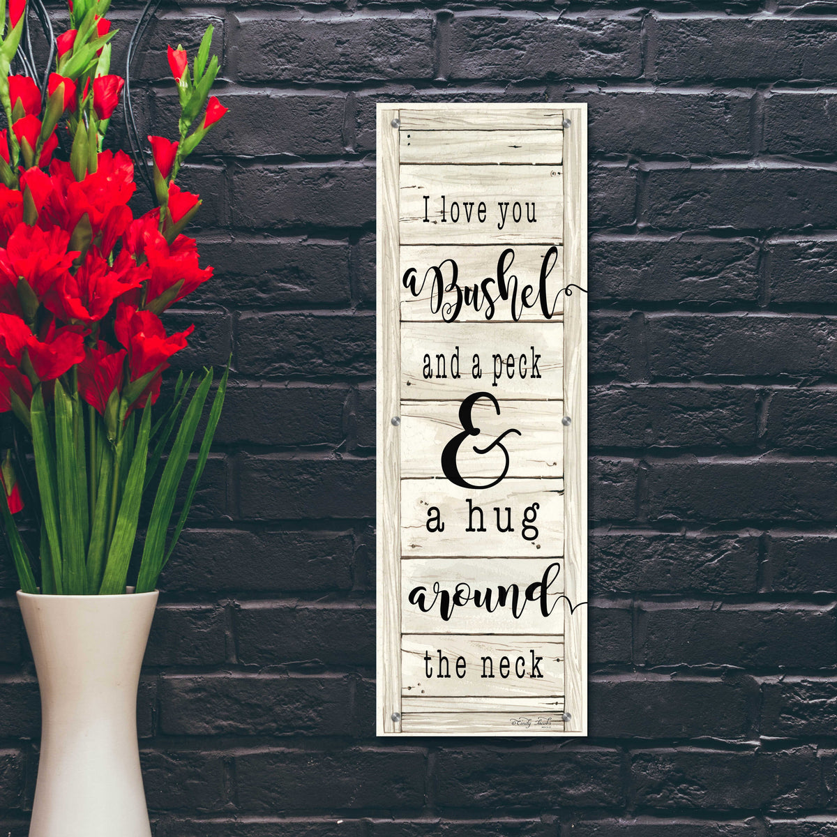 Epic Art 'Hug Around the Neck' by Cindy Jacobs, Acrylic Glass Wall Art,12x36