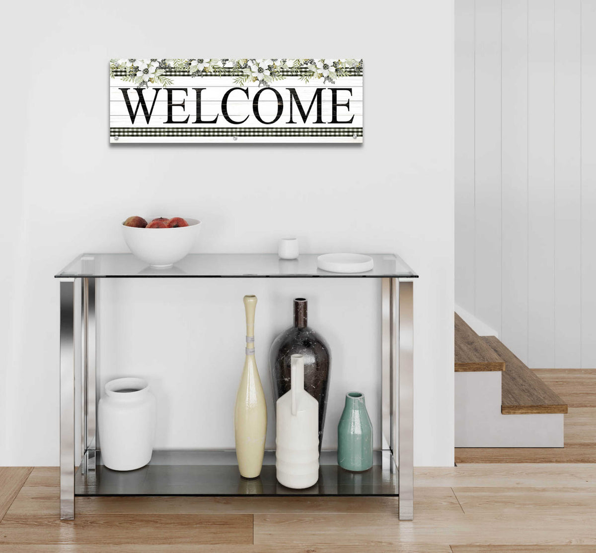 Epic Art 'Welcome' by Cindy Jacobs, Acrylic Glass Wall Art,36x12