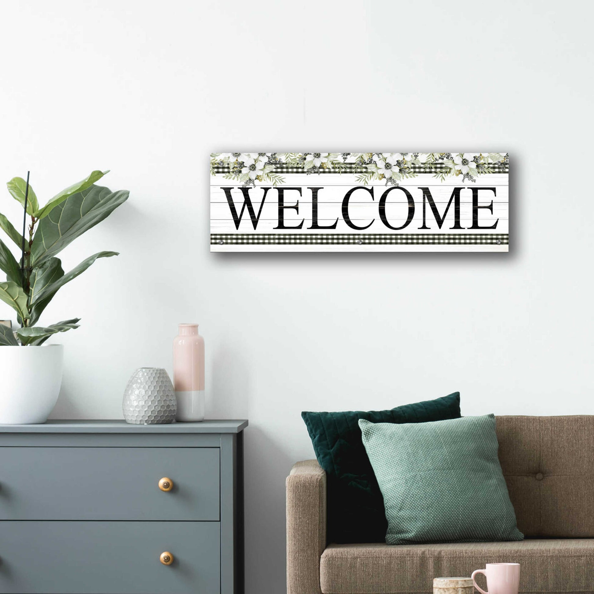 Epic Art 'Welcome' by Cindy Jacobs, Acrylic Glass Wall Art,36x12