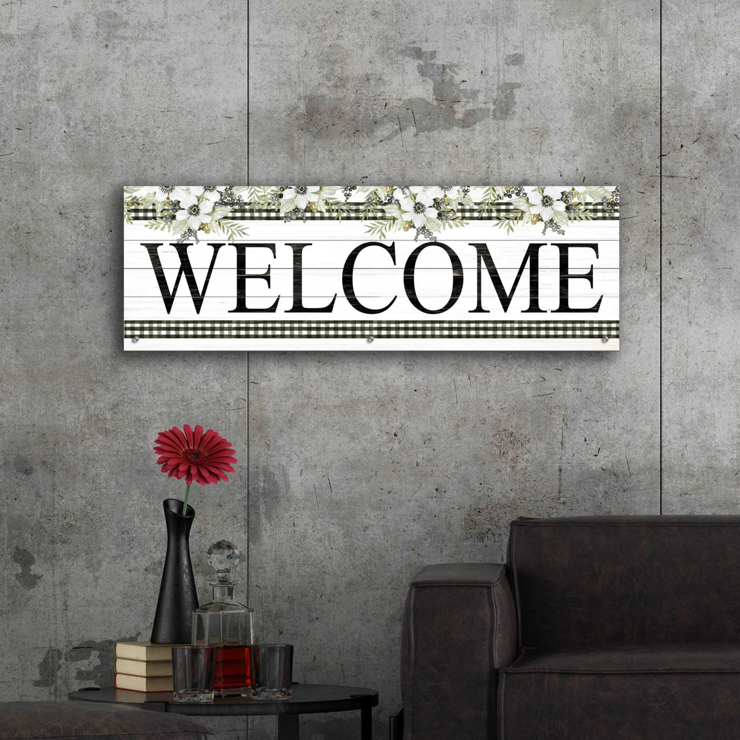 Epic Art 'Welcome' by Cindy Jacobs, Acrylic Glass Wall Art,48x16