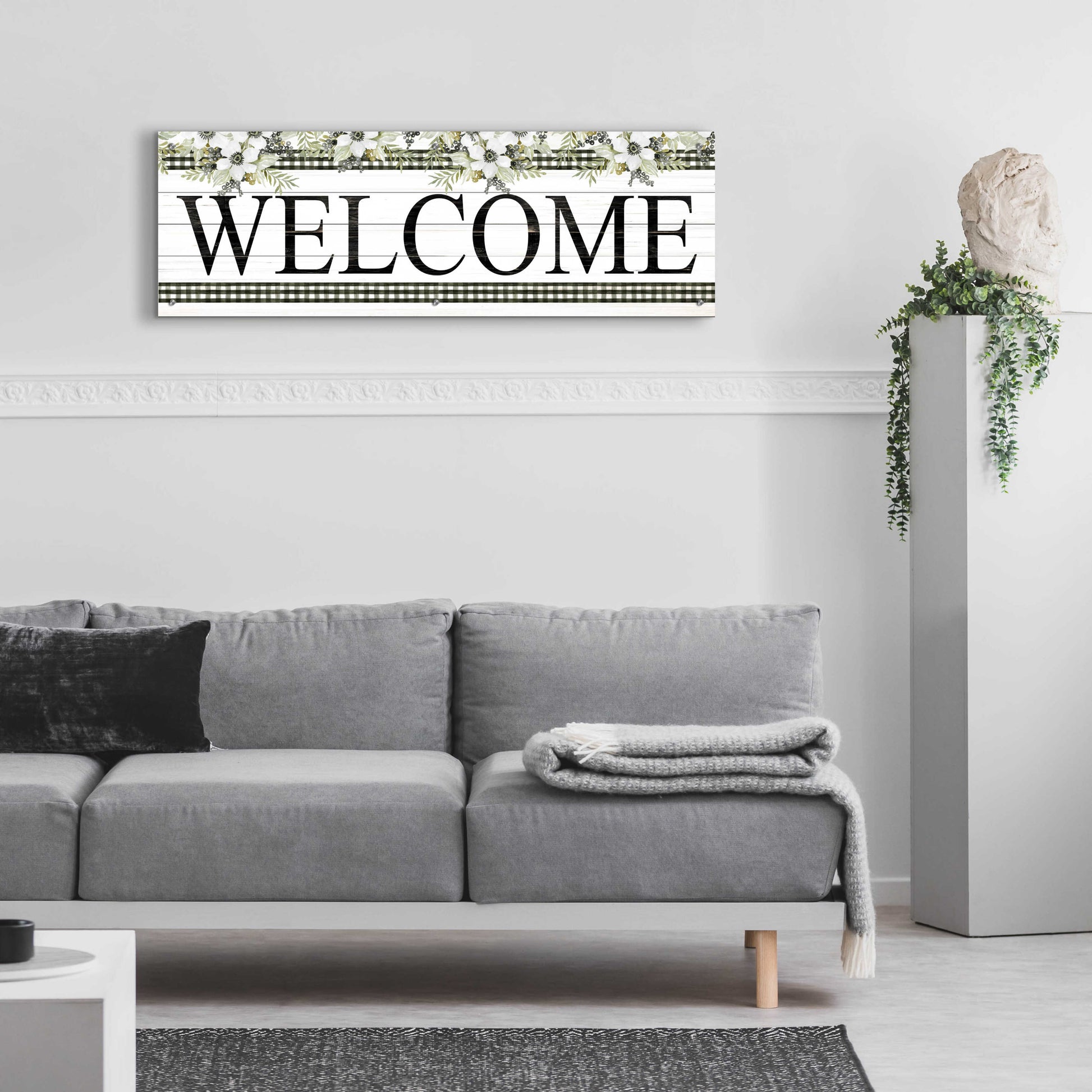 Epic Art 'Welcome' by Cindy Jacobs, Acrylic Glass Wall Art,48x16