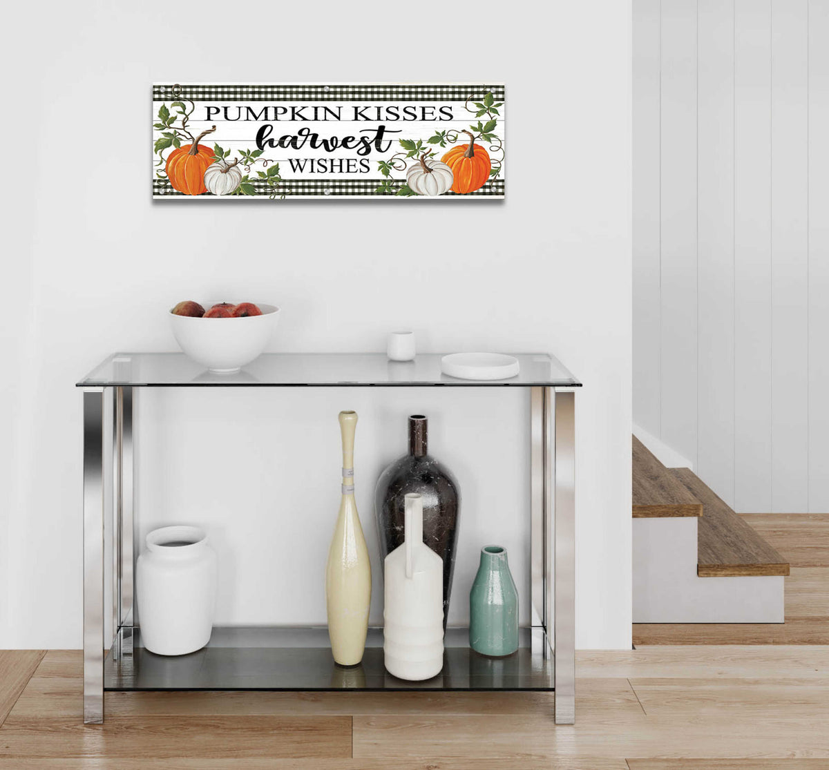 Epic Art 'Pumpkin Kisses' by Cindy Jacobs, Acrylic Glass Wall Art,36x12