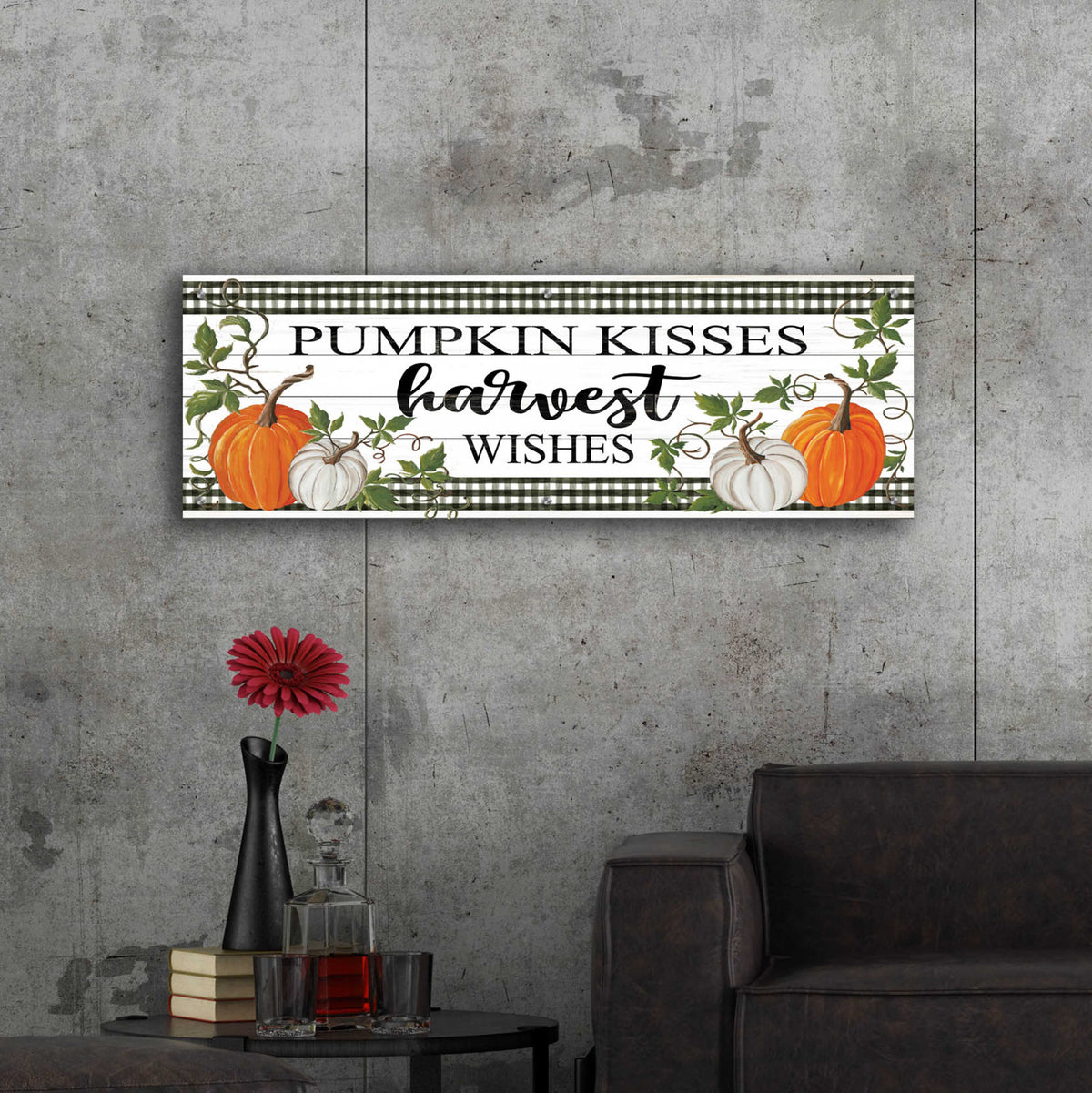 Epic Art 'Pumpkin Kisses' by Cindy Jacobs, Acrylic Glass Wall Art,48x16