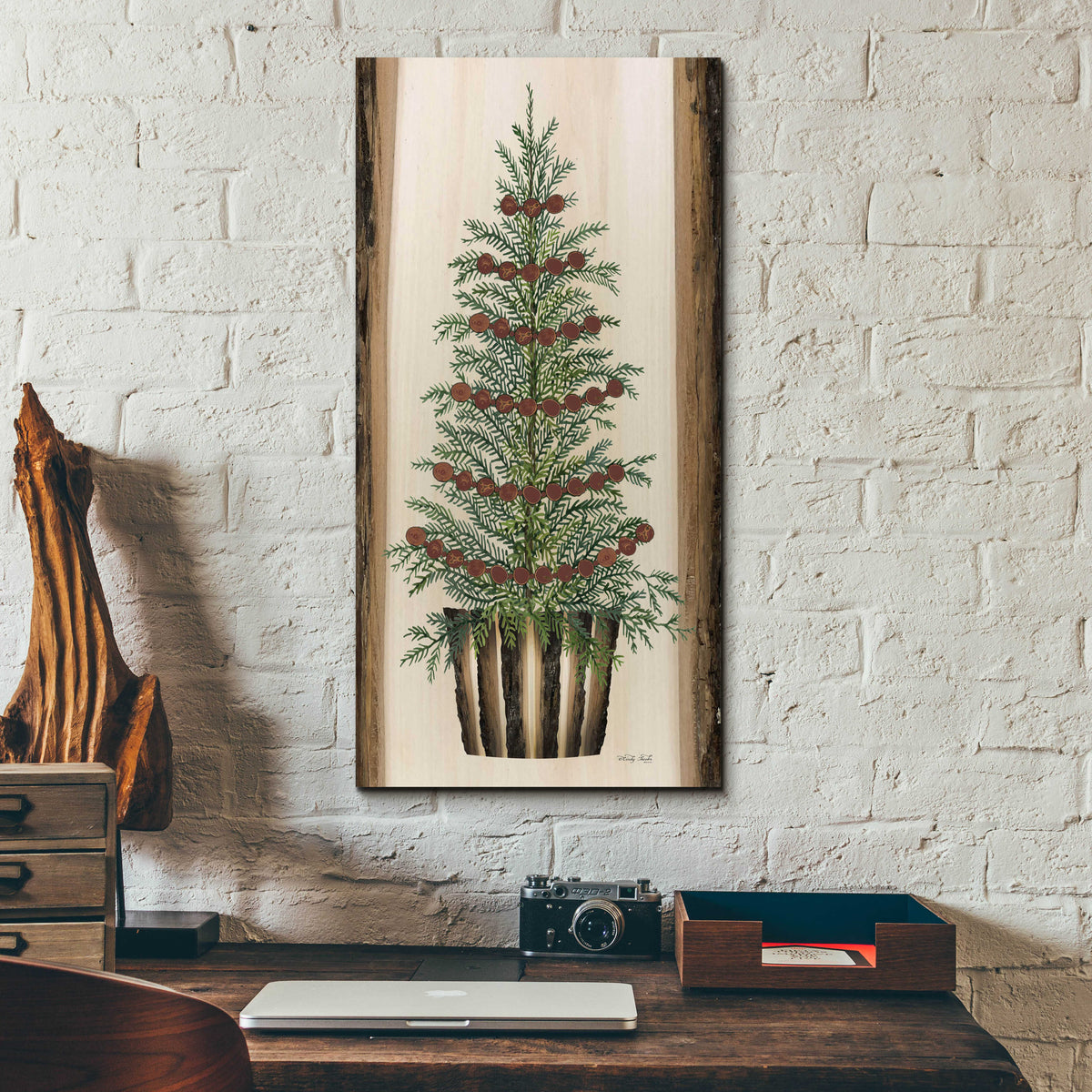 Epic Art 'Wood Land Spruce Tree' by Cindy Jacobs, Acrylic Glass Wall Art,12x24