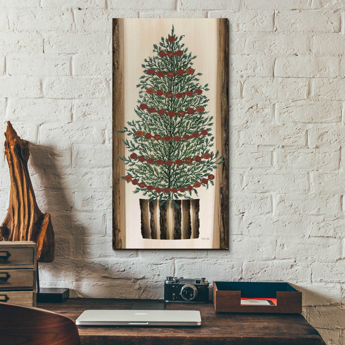 Epic Art 'Wood Land Cedar Tree' by Cindy Jacobs, Acrylic Glass Wall Art,12x24