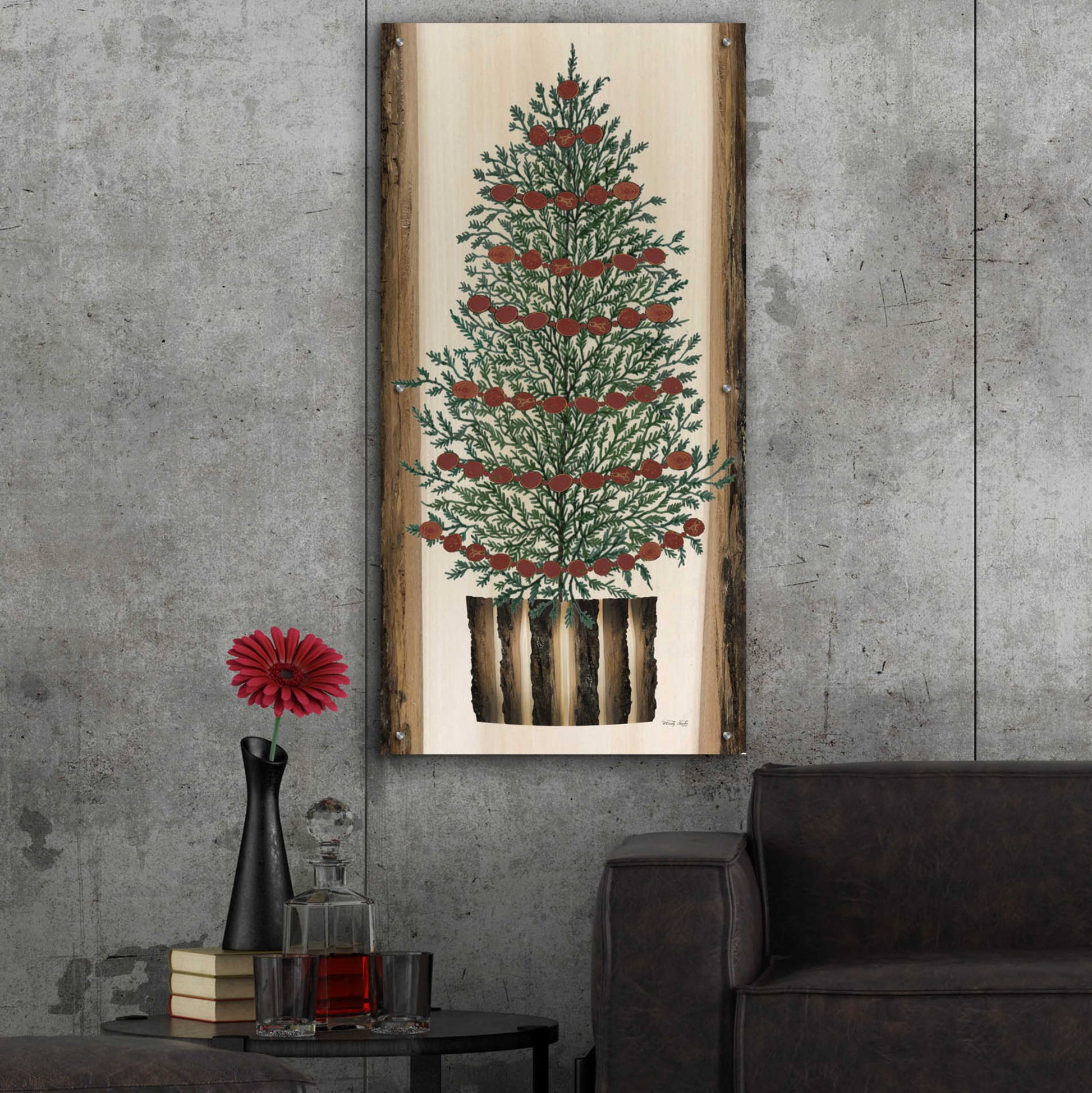 Epic Art 'Wood Land Cedar Tree' by Cindy Jacobs, Acrylic Glass Wall Art,24x48