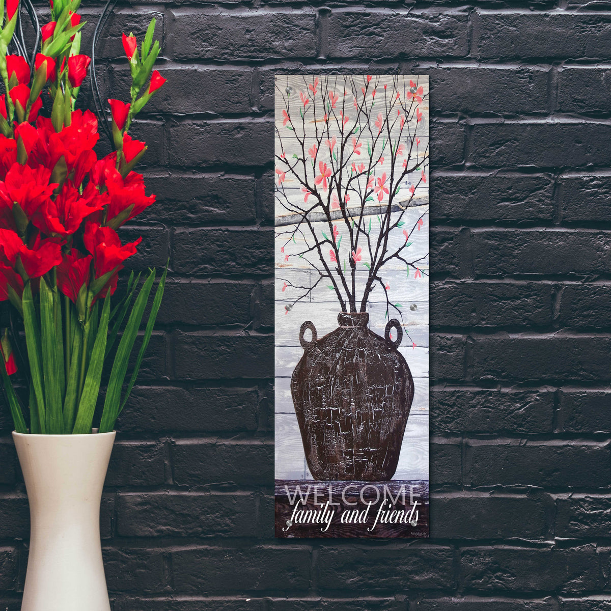 Epic Art 'Pink Blossoms Jug' by Cindy Jacobs, Acrylic Glass Wall Art,12x36