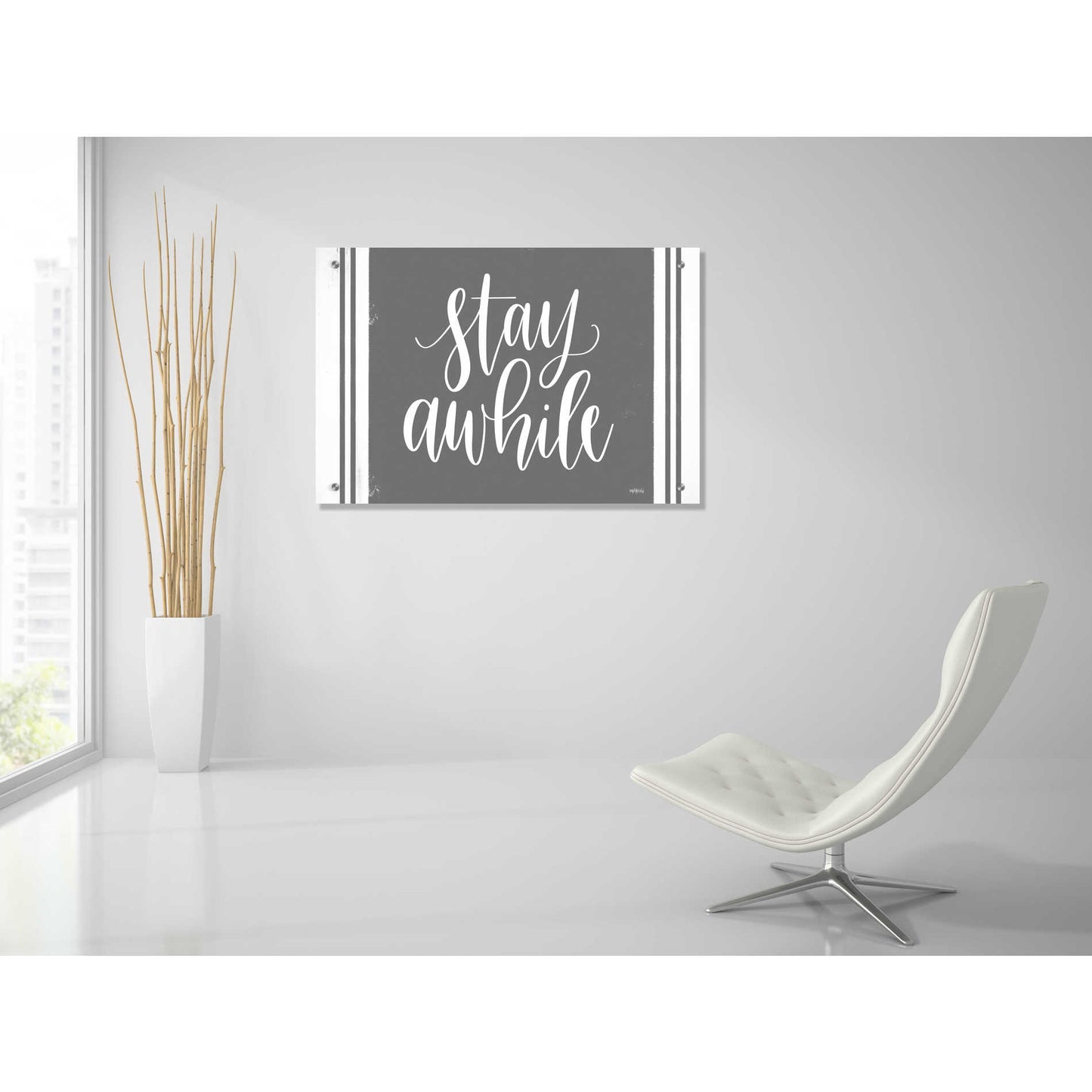 Epic Art 'Stay Awhile Calligraphy' by Imperfect Dust, Acrylic Glass Wall Art,36x24