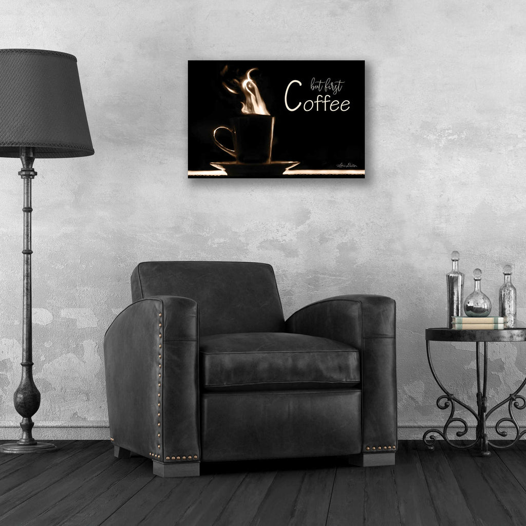 Epic Art 'But First Coffee' by Lori Deiter, Acrylic Glass Wall Art,24x16