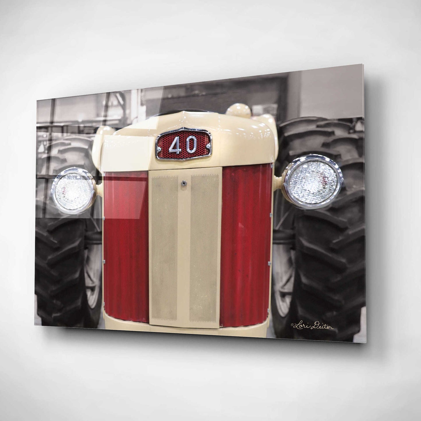 Epic Art 'Tractor Close Up MF40' by Lori Deiter, Acrylic Glass Wall Art,16x12