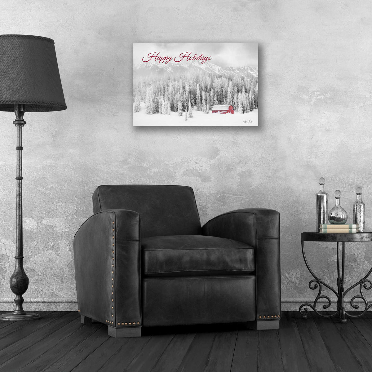 Epic Art 'Rocky Mountains Snow Storm with Barn' by Lori Deiter, Acrylic Glass Wall Art,24x16