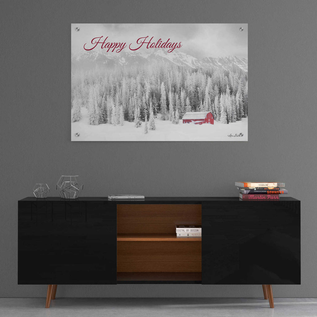 Epic Art 'Rocky Mountains Snow Storm with Barn' by Lori Deiter, Acrylic Glass Wall Art,36x24