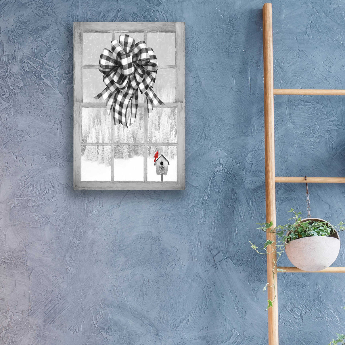 Epic Art 'Christmas Birdhouse with Bow' by Lori Deiter, Acrylic Glass Wall Art,16x24