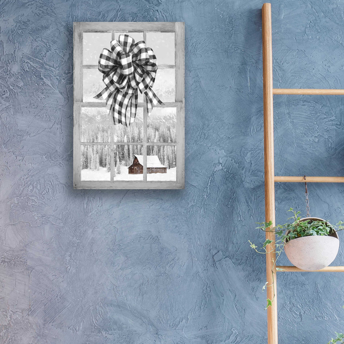 Epic Art 'Christmas Barn with Bow' by Lori Deiter, Acrylic Glass Wall Art,16x24