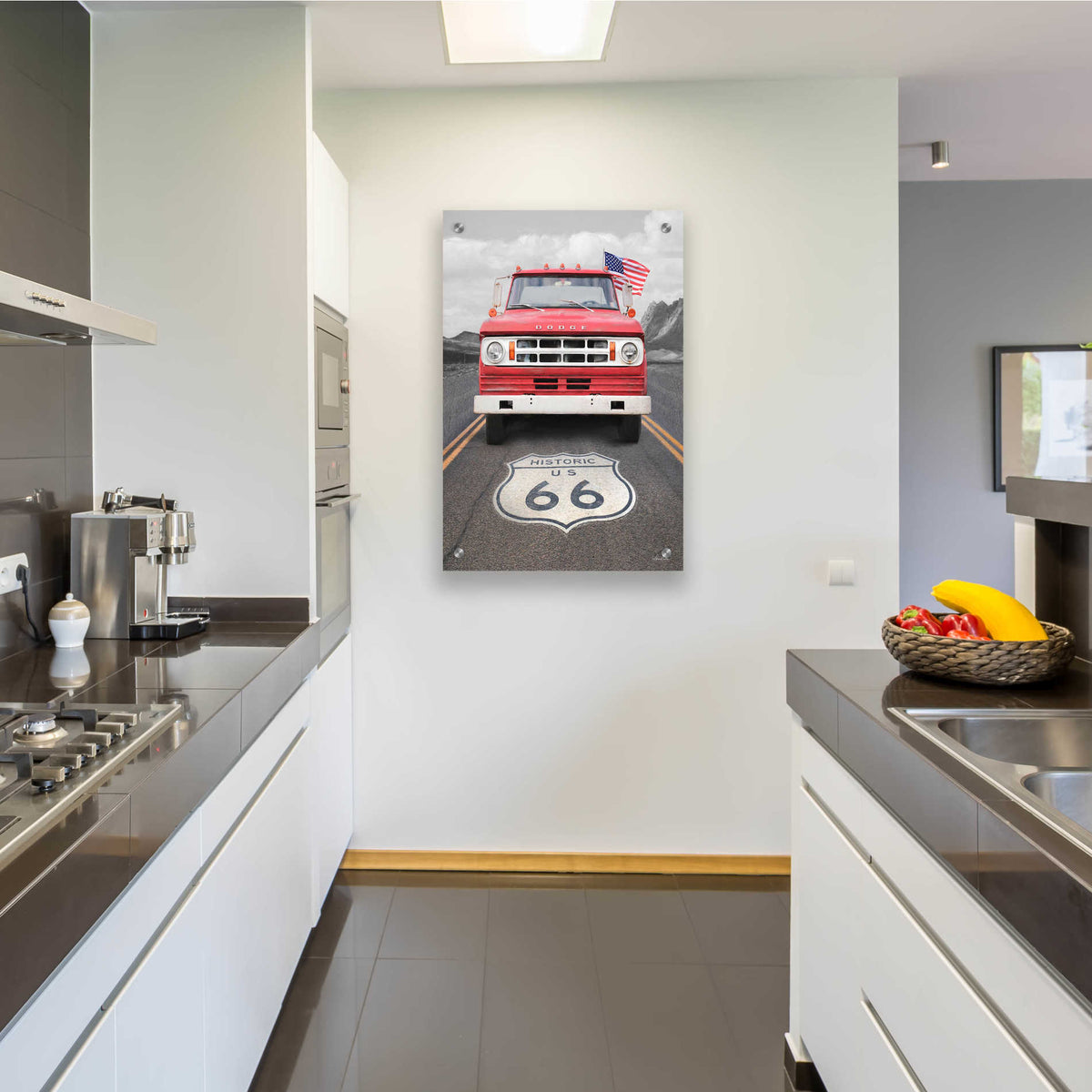 Epic Art 'Dodge on Route 66' by Lori Deiter, Acrylic Glass Wall Art,24x36