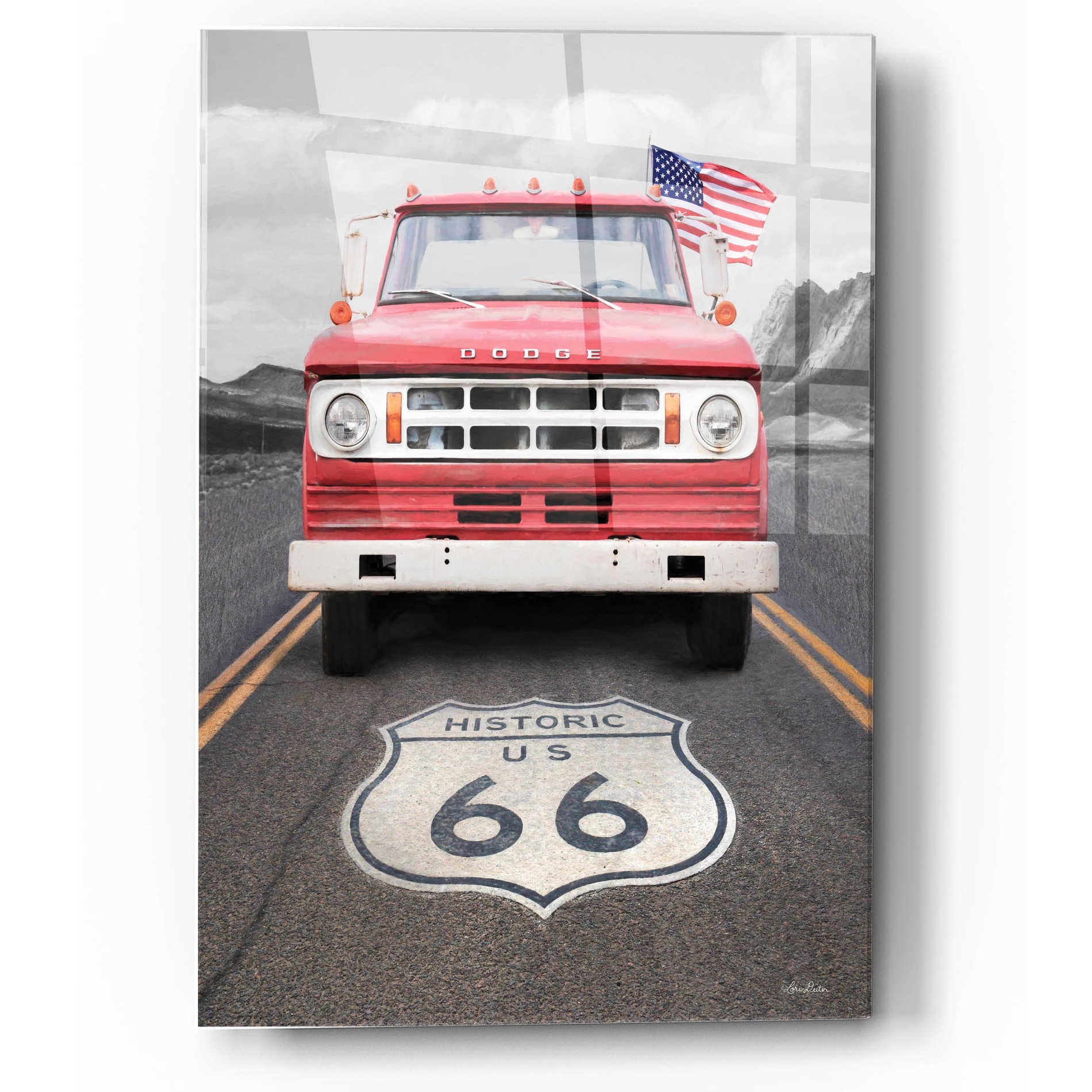 Epic Art 'Dodge on Route 66' by Lori Deiter, Acrylic Glass Wall Art