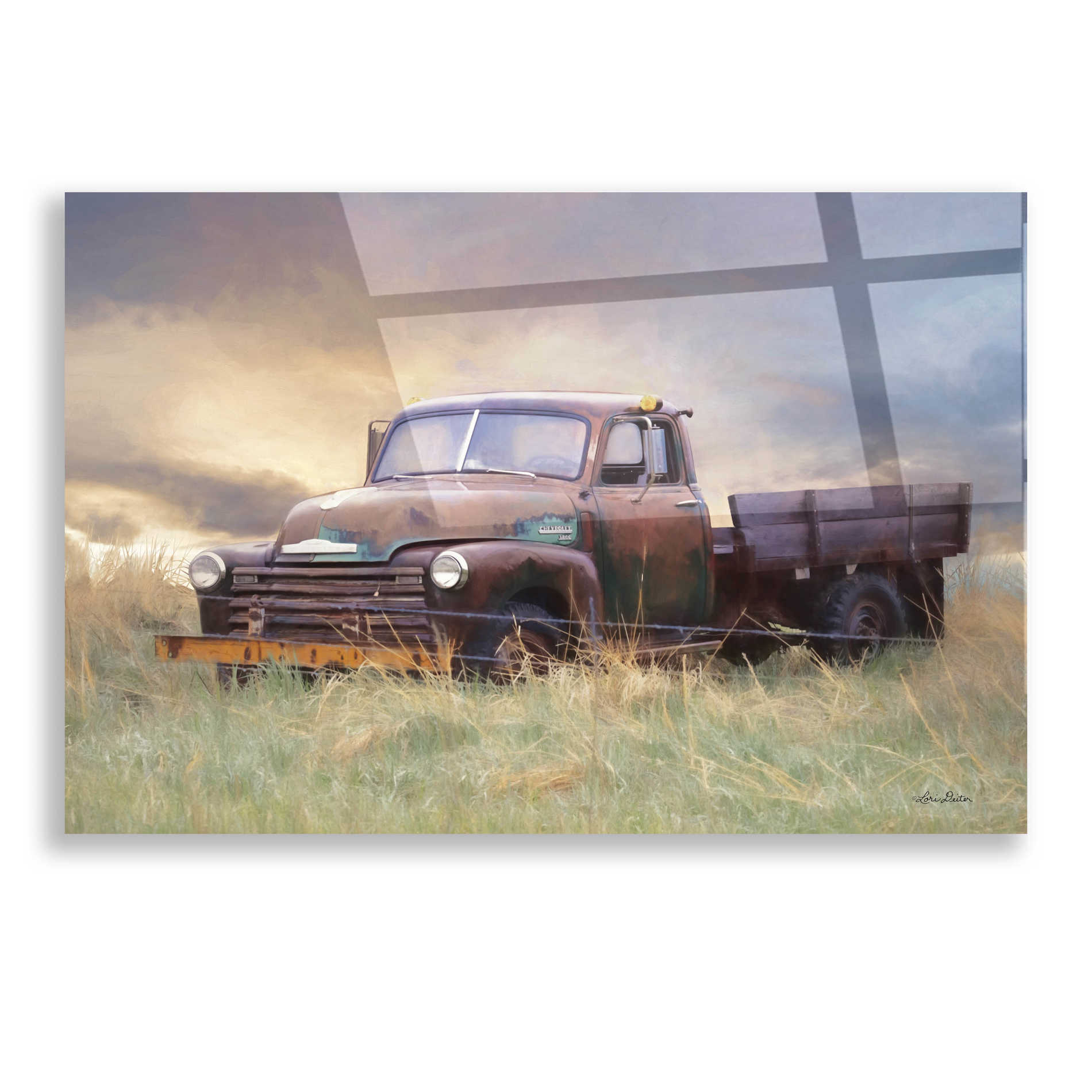 Epic Art 'Rusty Chevy' by Lori Deiter, Acrylic Glass Wall Art,16x12