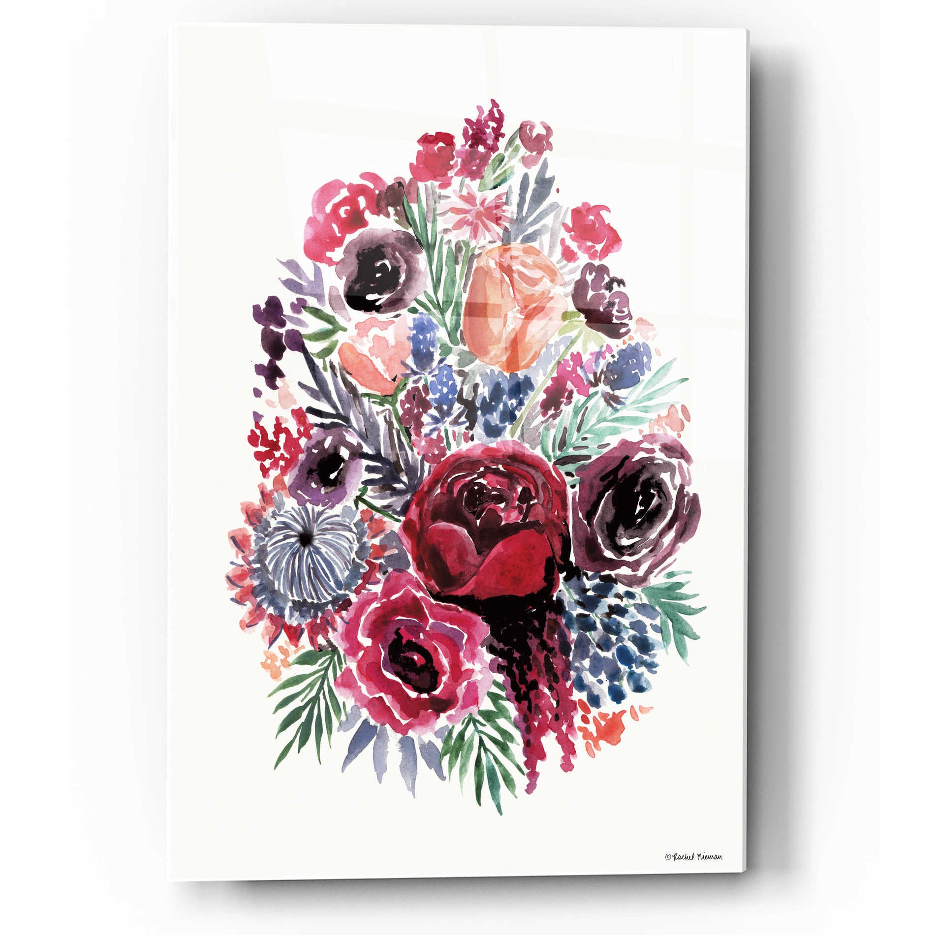 Epic Art 'Moody Florals' by Rachel Nieman, Acrylic Glass Wall Art,12x16