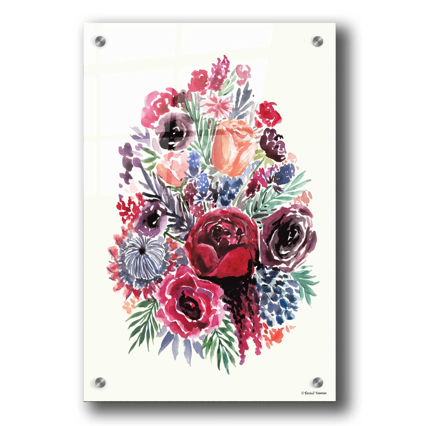 Epic Art 'Moody Florals' by Rachel Nieman, Acrylic Glass Wall Art,24x36