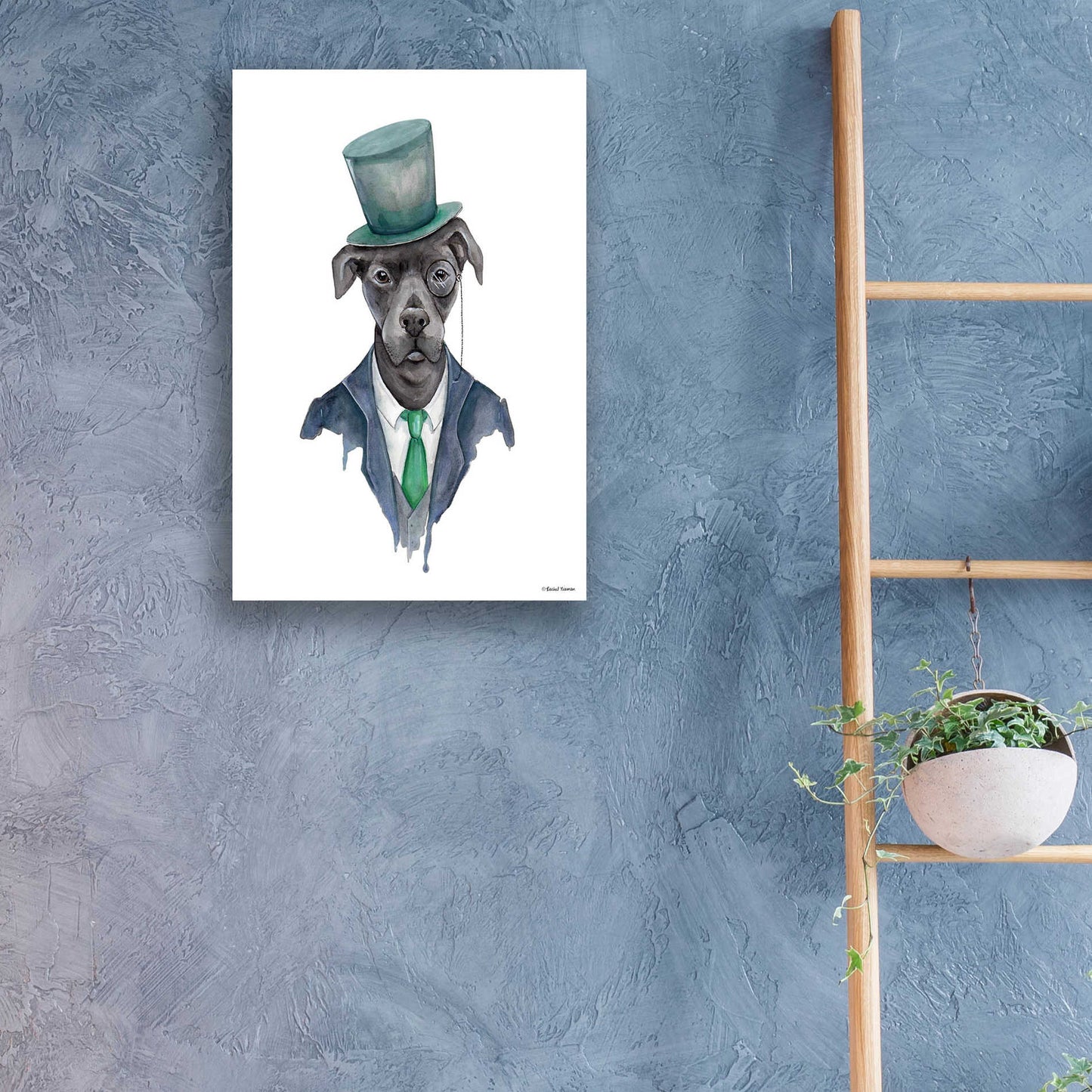 Epic Art 'Dapper Dog' by Rachel Nieman, Acrylic Glass Wall Art,16x24