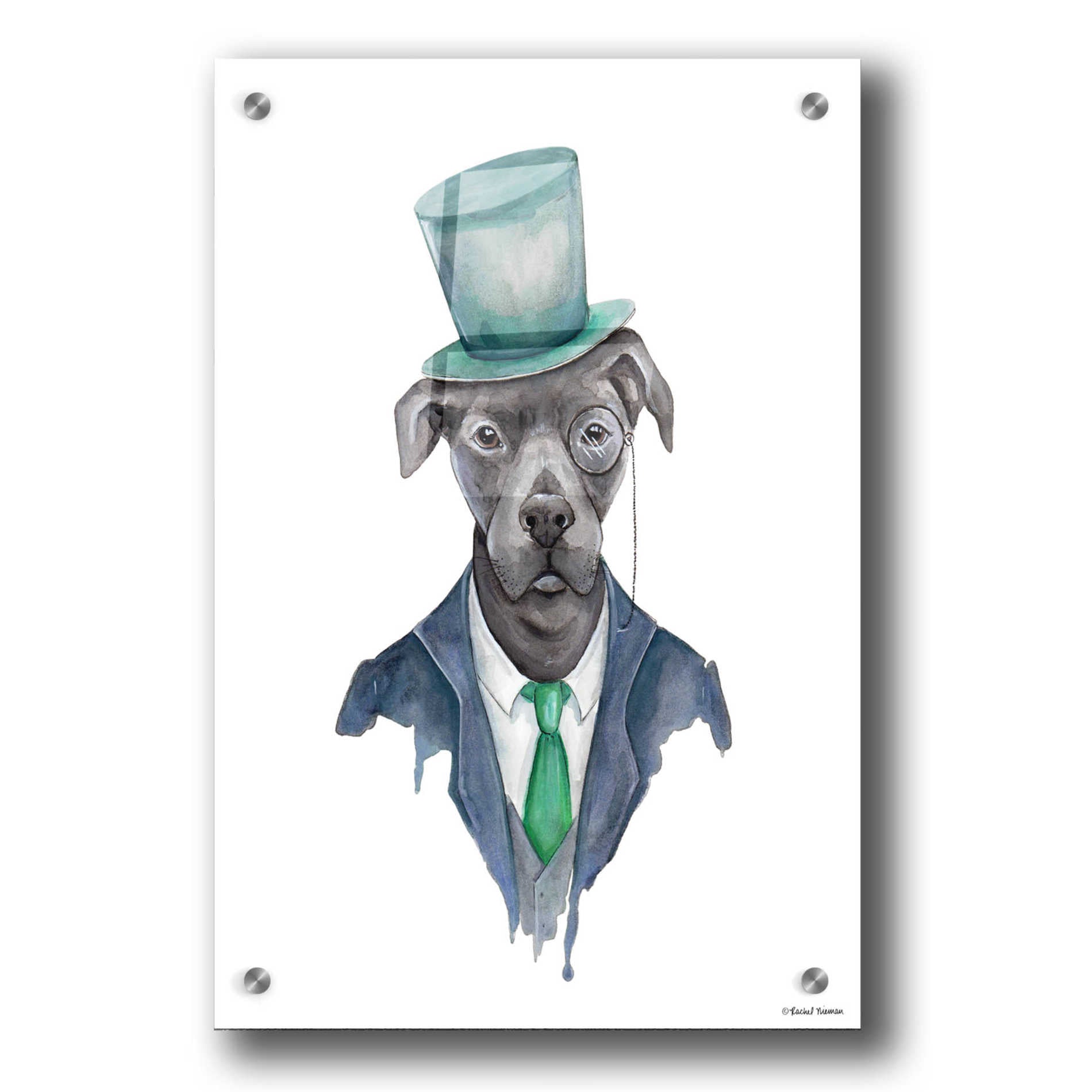 Epic Art 'Dapper Dog' by Rachel Nieman, Acrylic Glass Wall Art,24x36