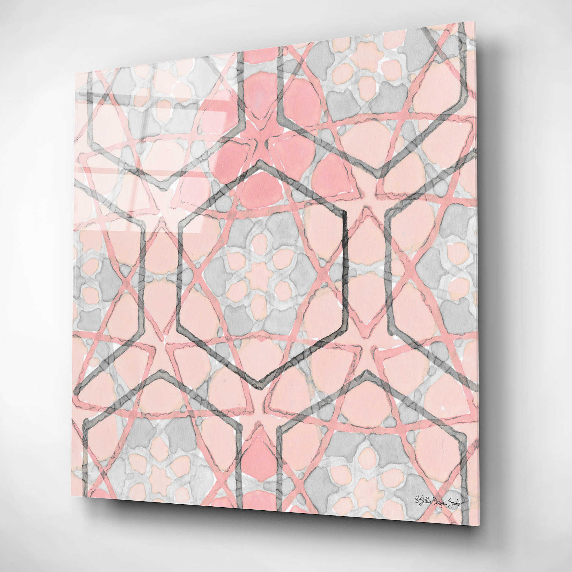 Epic Art 'Pink and Gray Pattern 1' by Stellar Design Studio, Acrylic Glass Wall Art,12x12