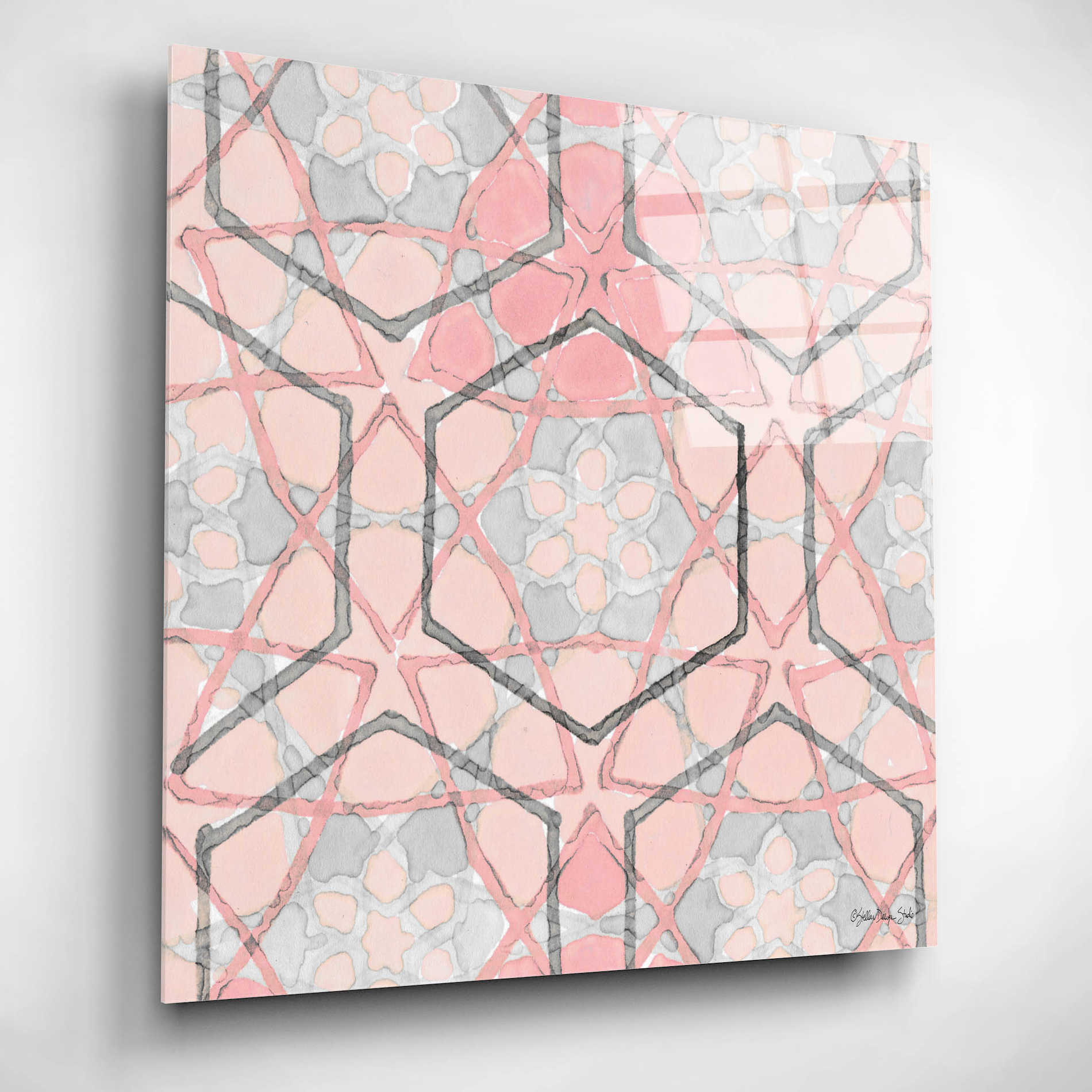 Epic Art 'Pink and Gray Pattern 1' by Stellar Design Studio, Acrylic Glass Wall Art,12x12