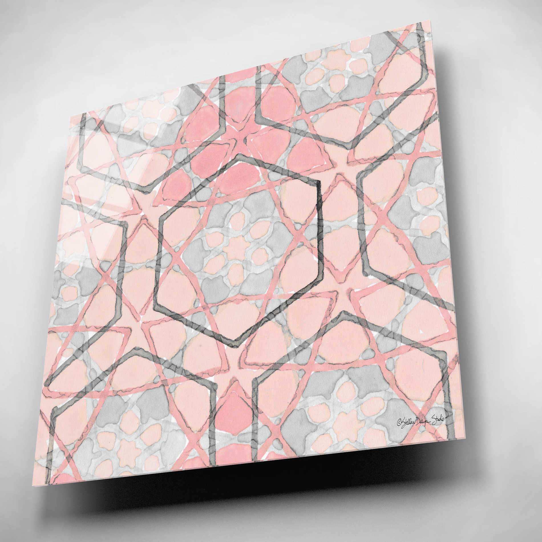 Epic Art 'Pink and Gray Pattern 1' by Stellar Design Studio, Acrylic Glass Wall Art,12x12