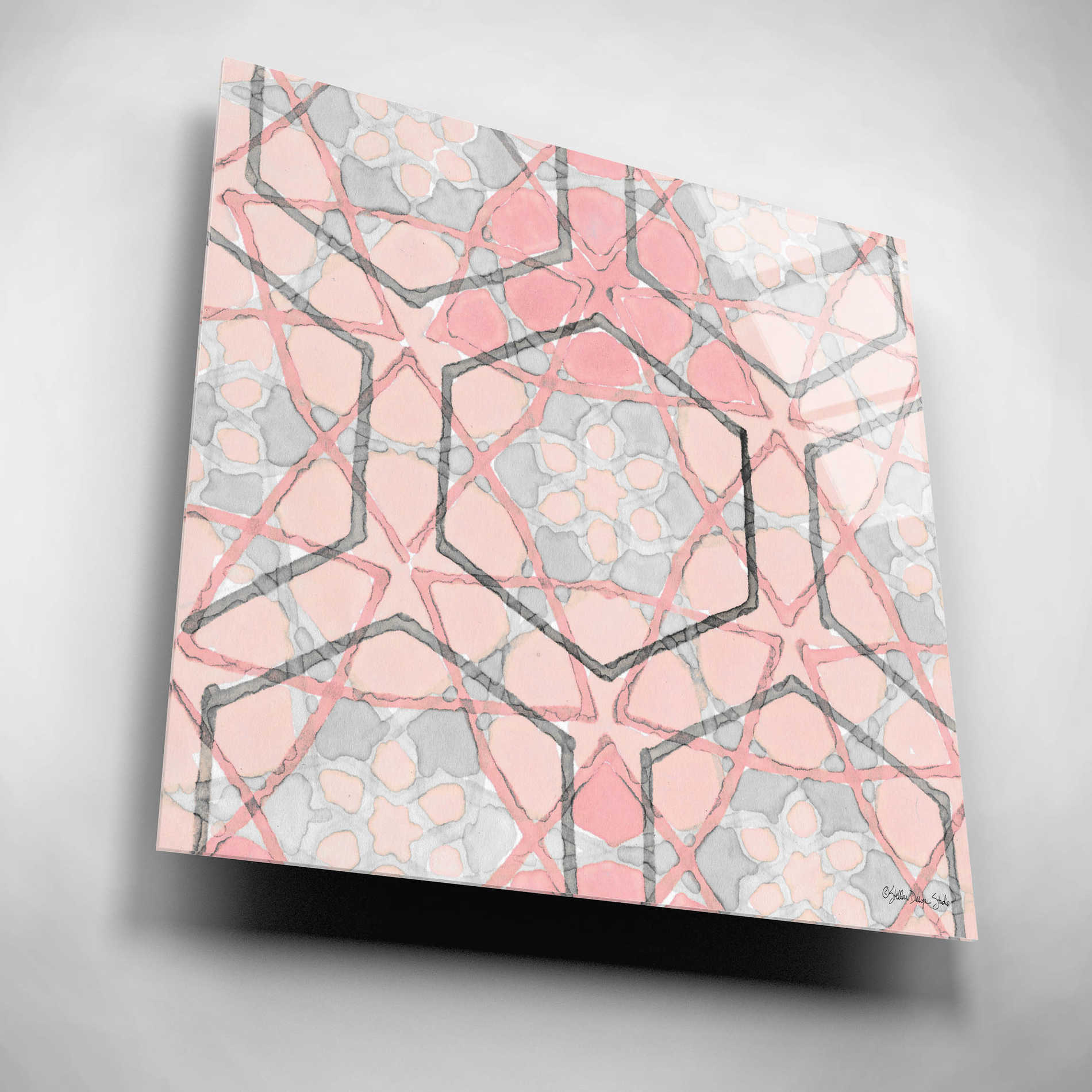 Epic Art 'Pink and Gray Pattern 1' by Stellar Design Studio, Acrylic Glass Wall Art,12x12