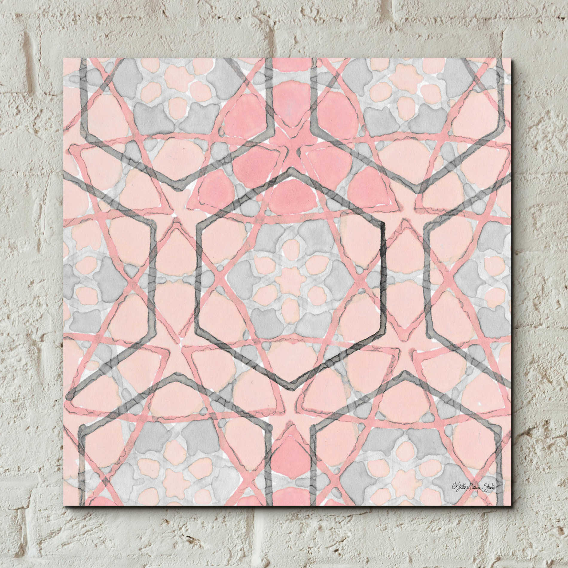 Epic Art 'Pink and Gray Pattern 1' by Stellar Design Studio, Acrylic Glass Wall Art,12x12