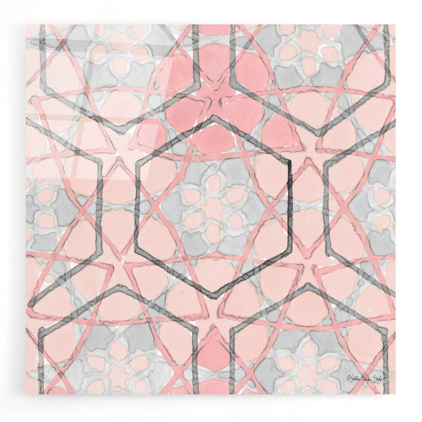 Epic Art 'Pink and Gray Pattern 1' by Stellar Design Studio, Acrylic Glass Wall Art,12x12