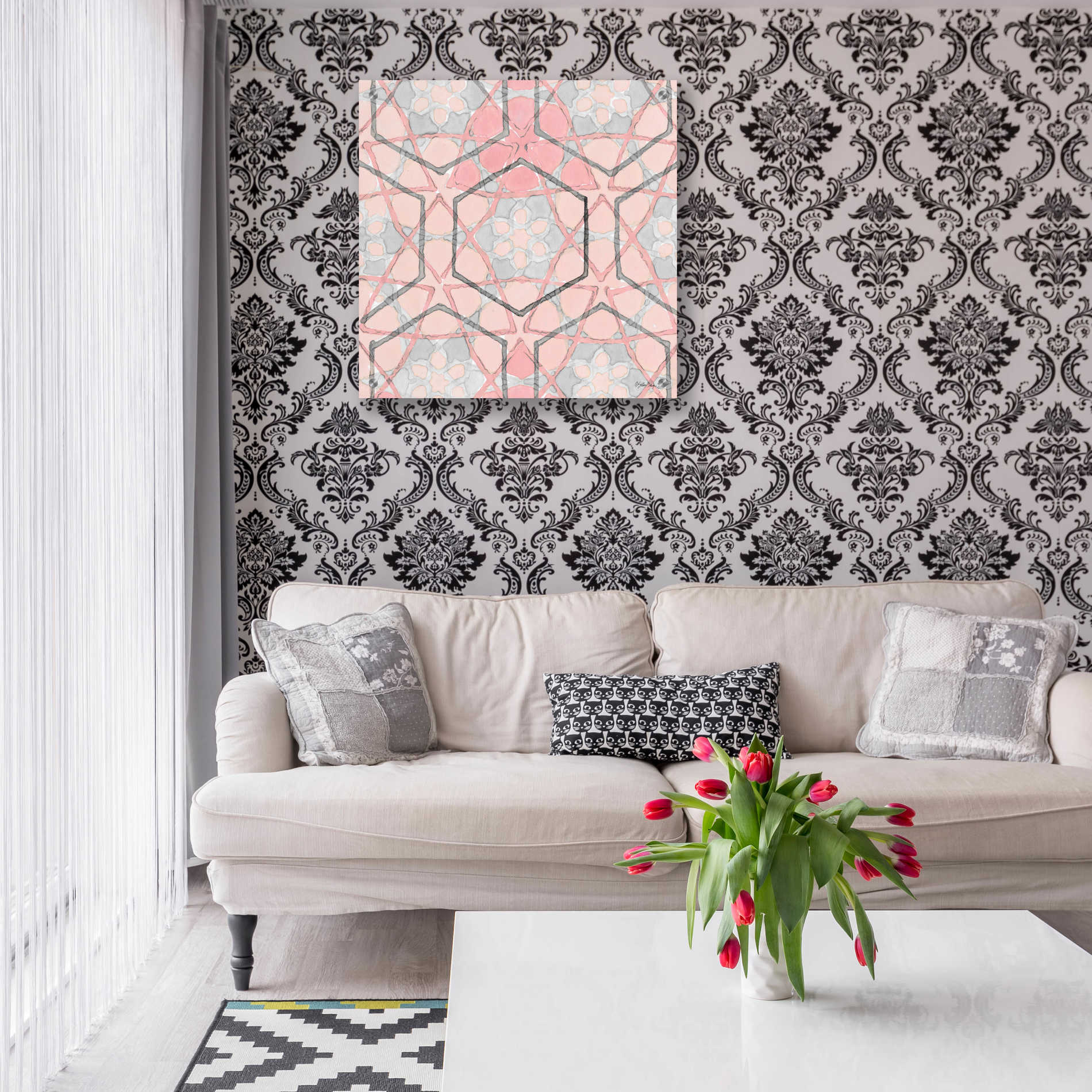 Epic Art 'Pink and Gray Pattern 1' by Stellar Design Studio, Acrylic Glass Wall Art,24x24