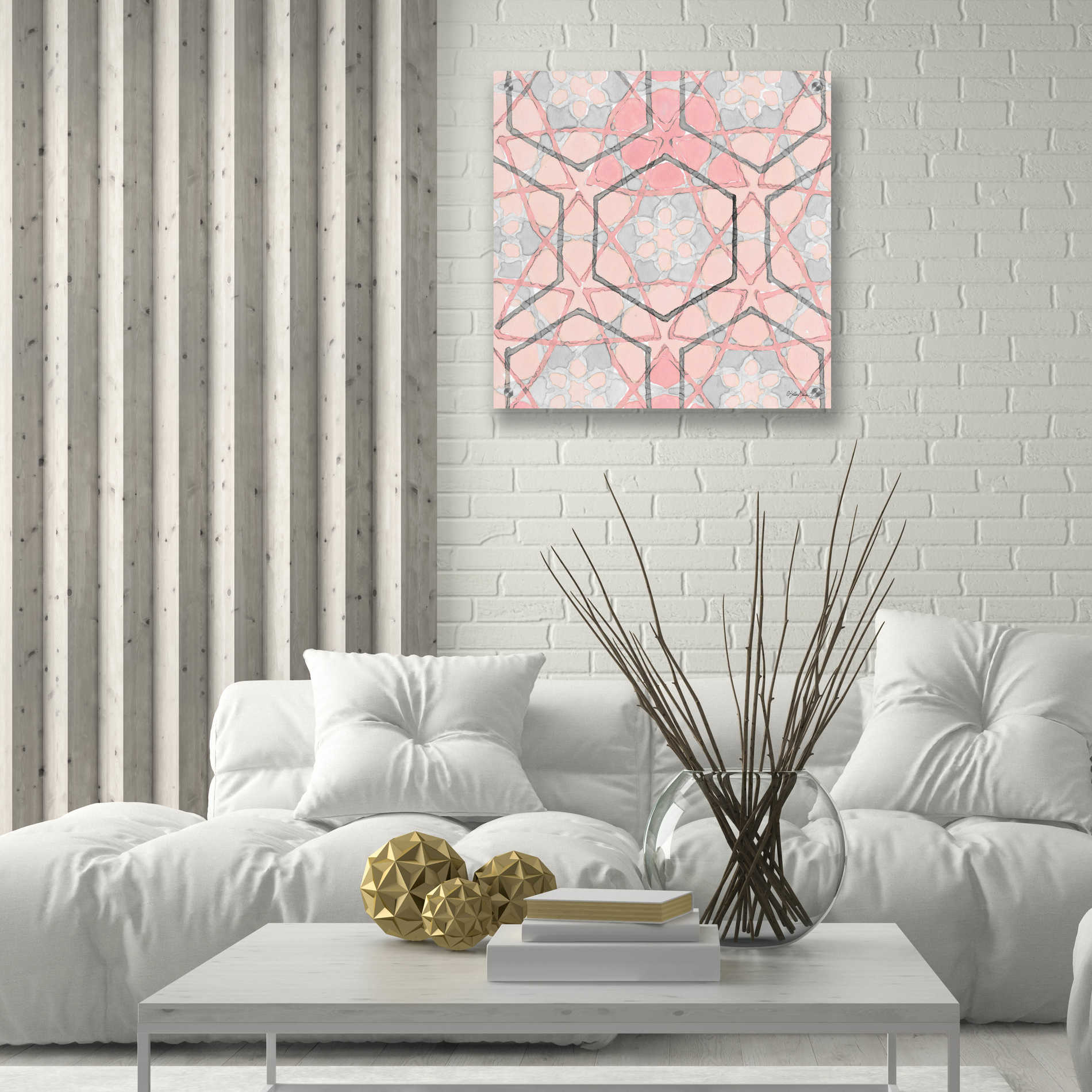 Epic Art 'Pink and Gray Pattern 1' by Stellar Design Studio, Acrylic Glass Wall Art,24x24