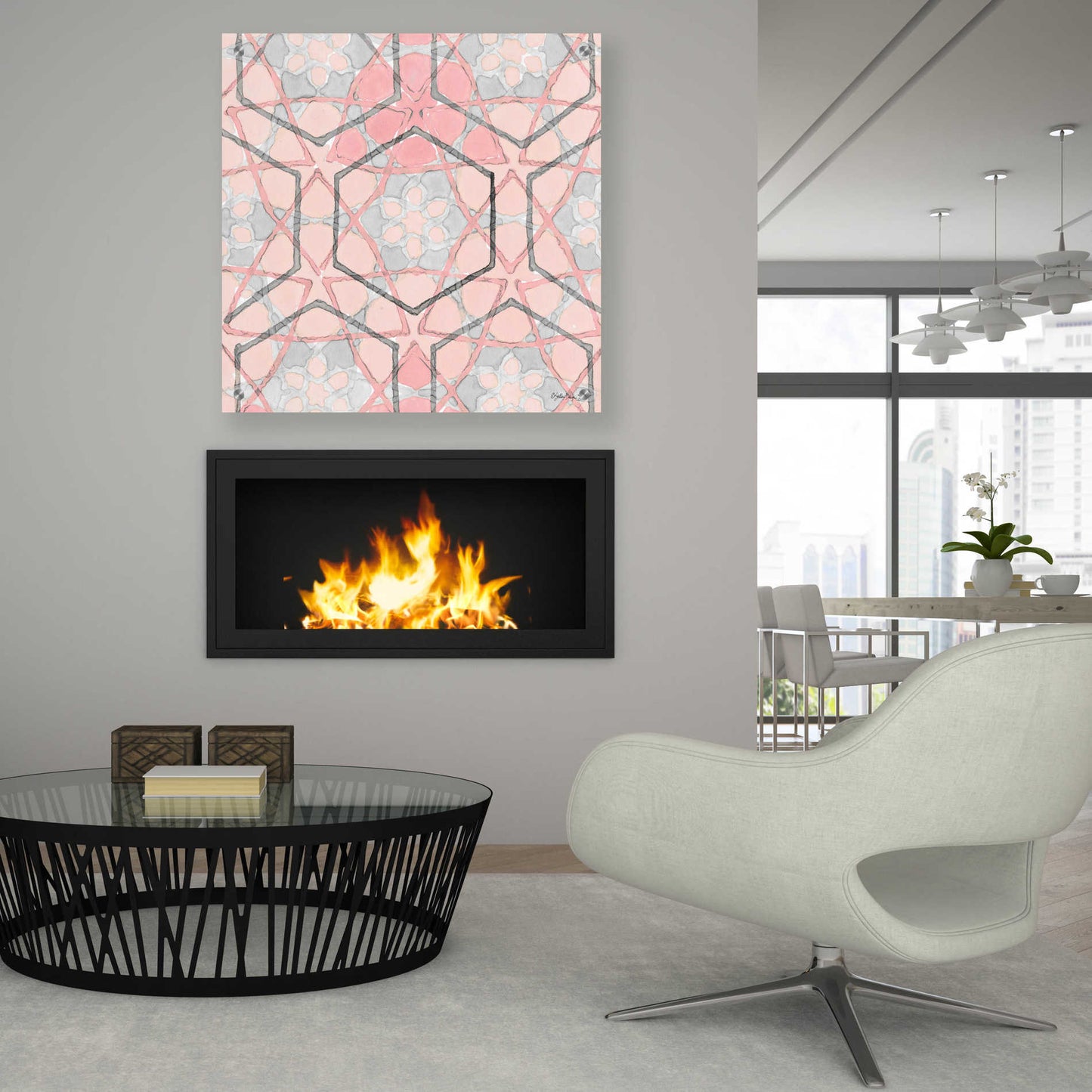 Epic Art 'Pink and Gray Pattern 1' by Stellar Design Studio, Acrylic Glass Wall Art,36x36