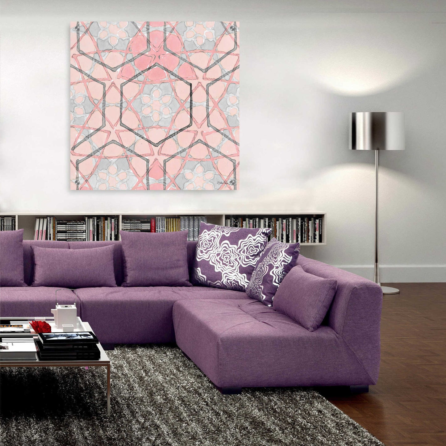 Epic Art 'Pink and Gray Pattern 1' by Stellar Design Studio, Acrylic Glass Wall Art,36x36