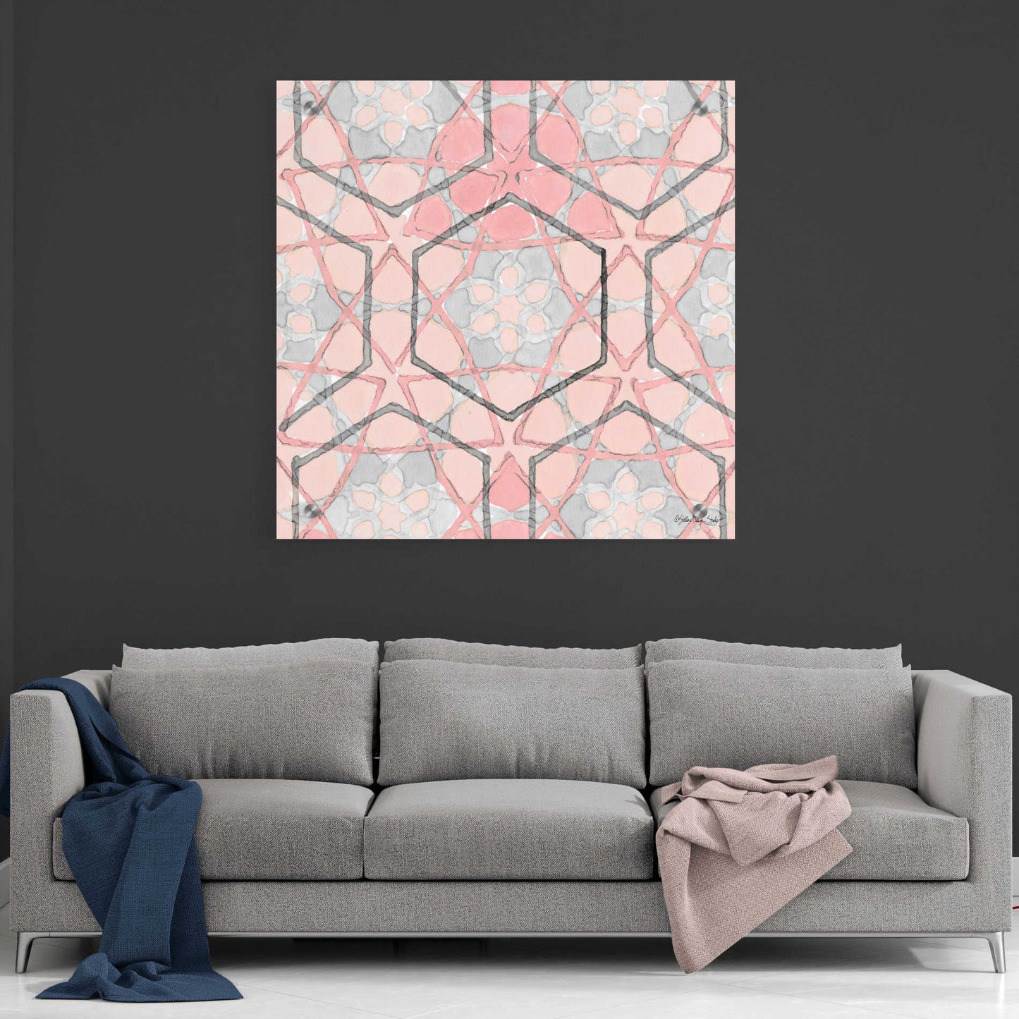 Epic Art 'Pink and Gray Pattern 1' by Stellar Design Studio, Acrylic Glass Wall Art,36x36