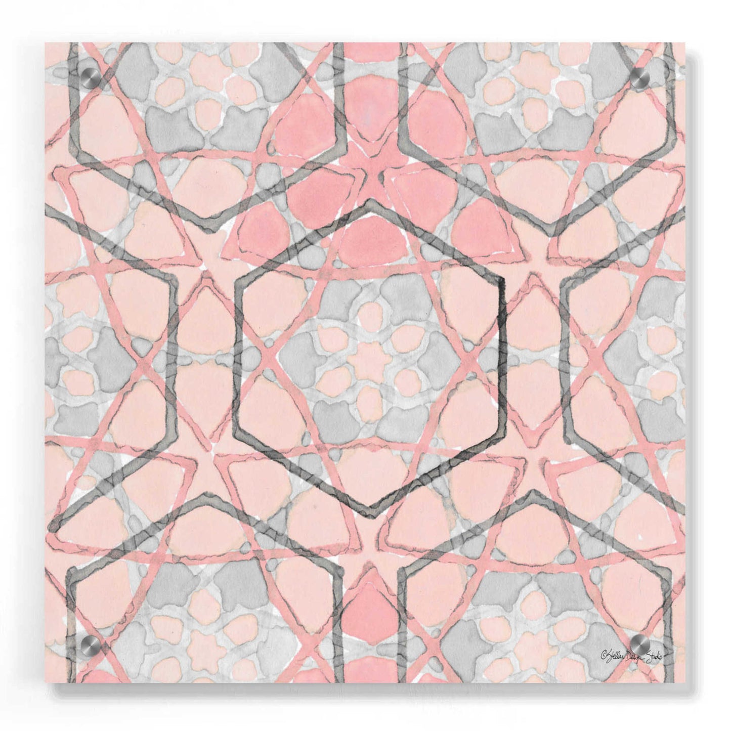 Epic Art 'Pink and Gray Pattern 1' by Stellar Design Studio, Acrylic Glass Wall Art,36x36