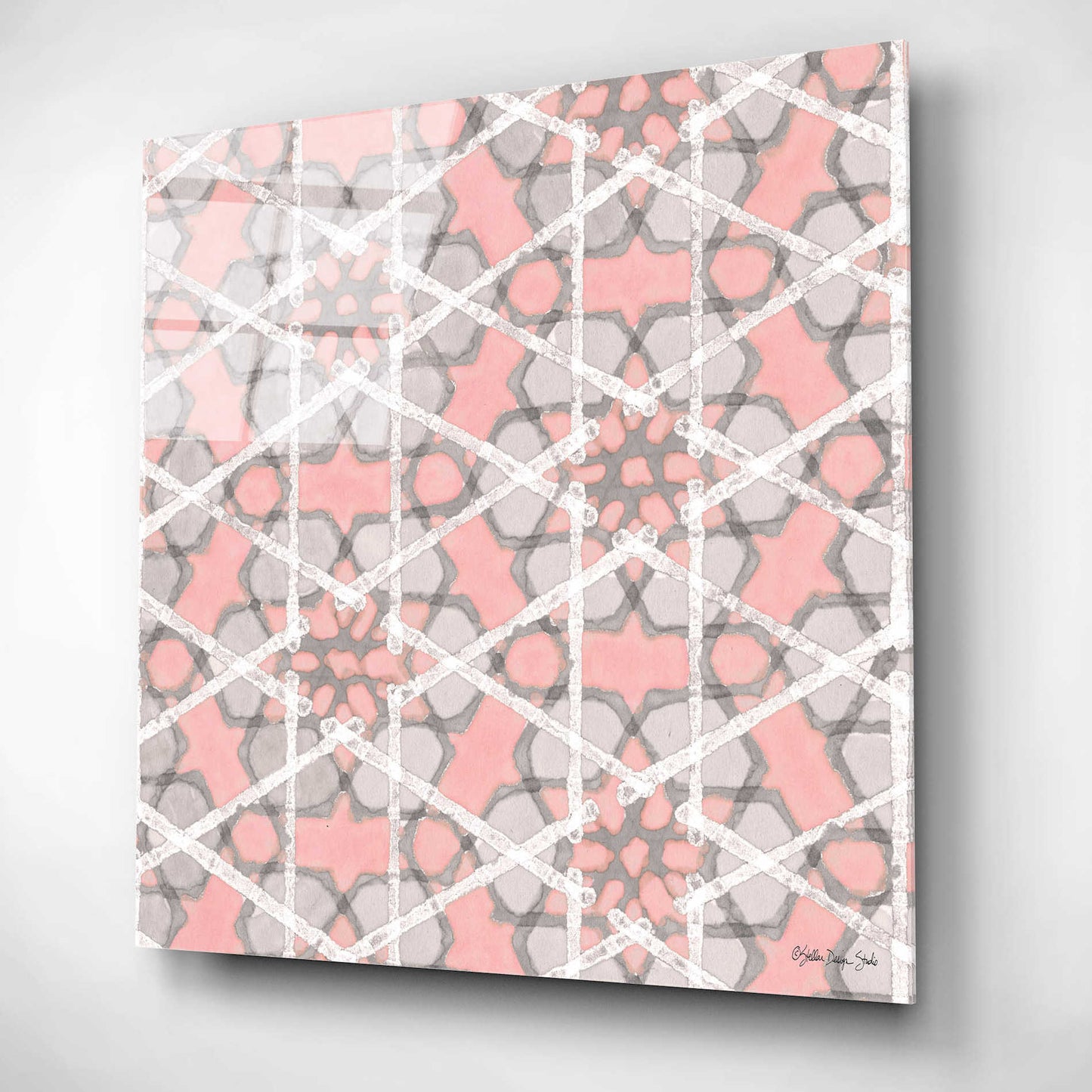 Epic Art 'Pink and Gray Pattern 2' by Stellar Design Studio, Acrylic Glass Wall Art,12x12