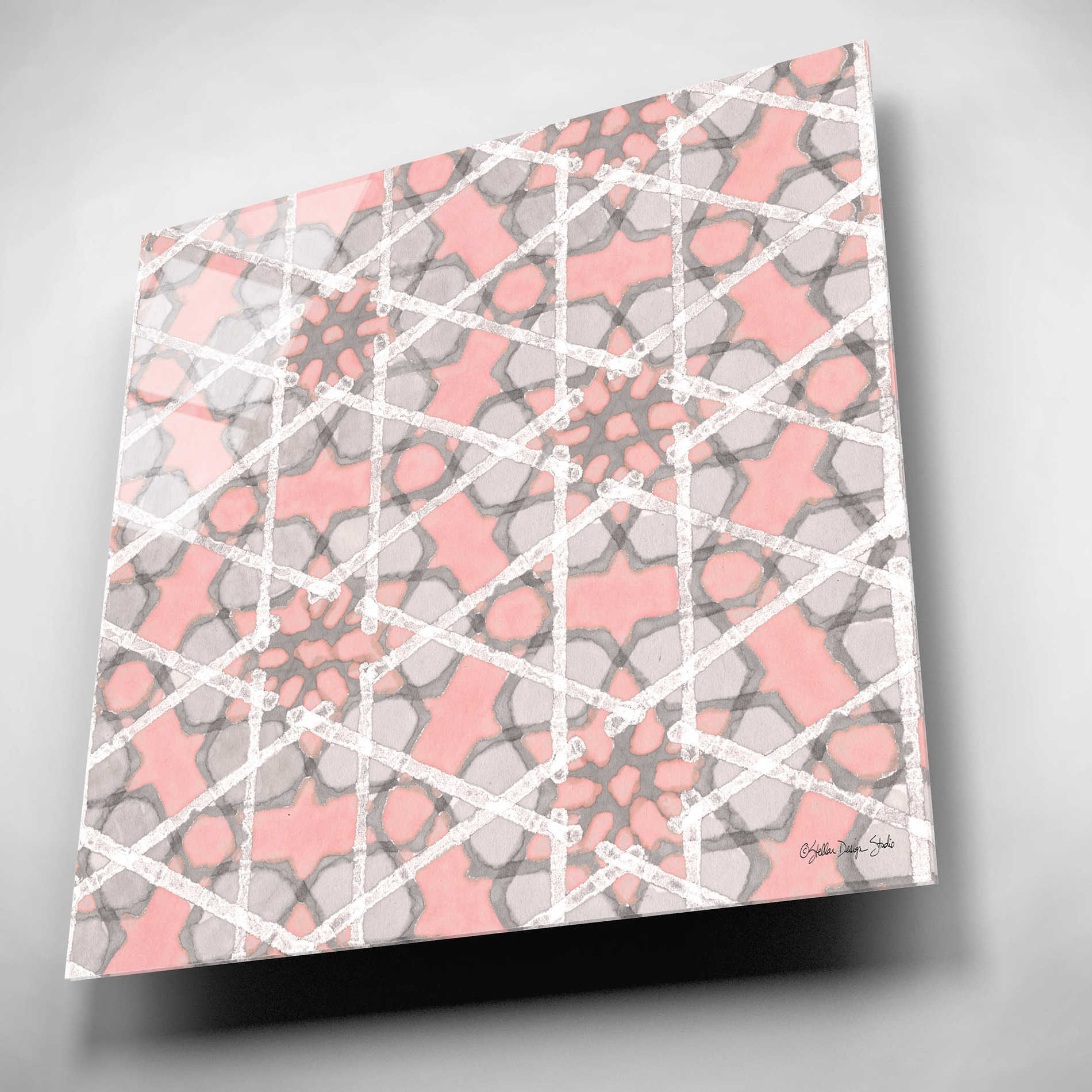 Epic Art 'Pink and Gray Pattern 2' by Stellar Design Studio, Acrylic Glass Wall Art,12x12